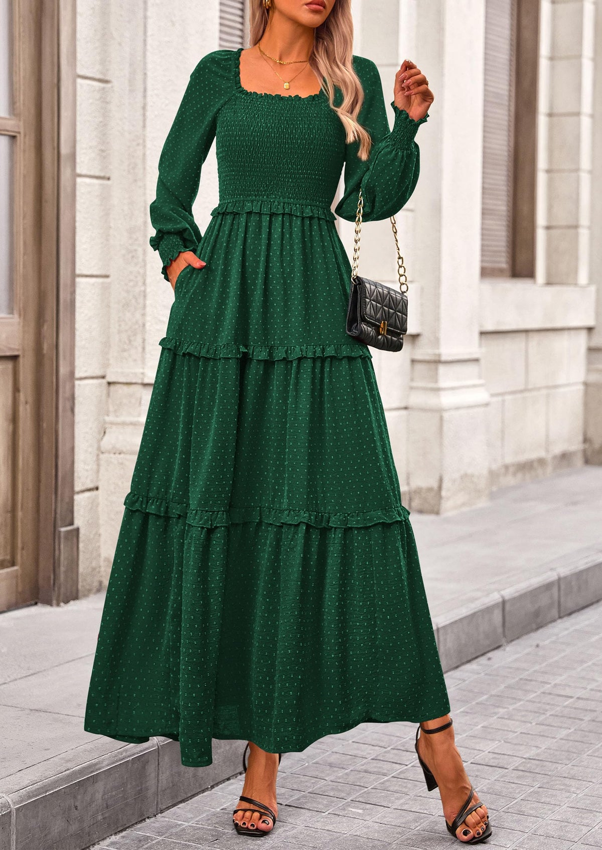 Vestido largo de plumetis