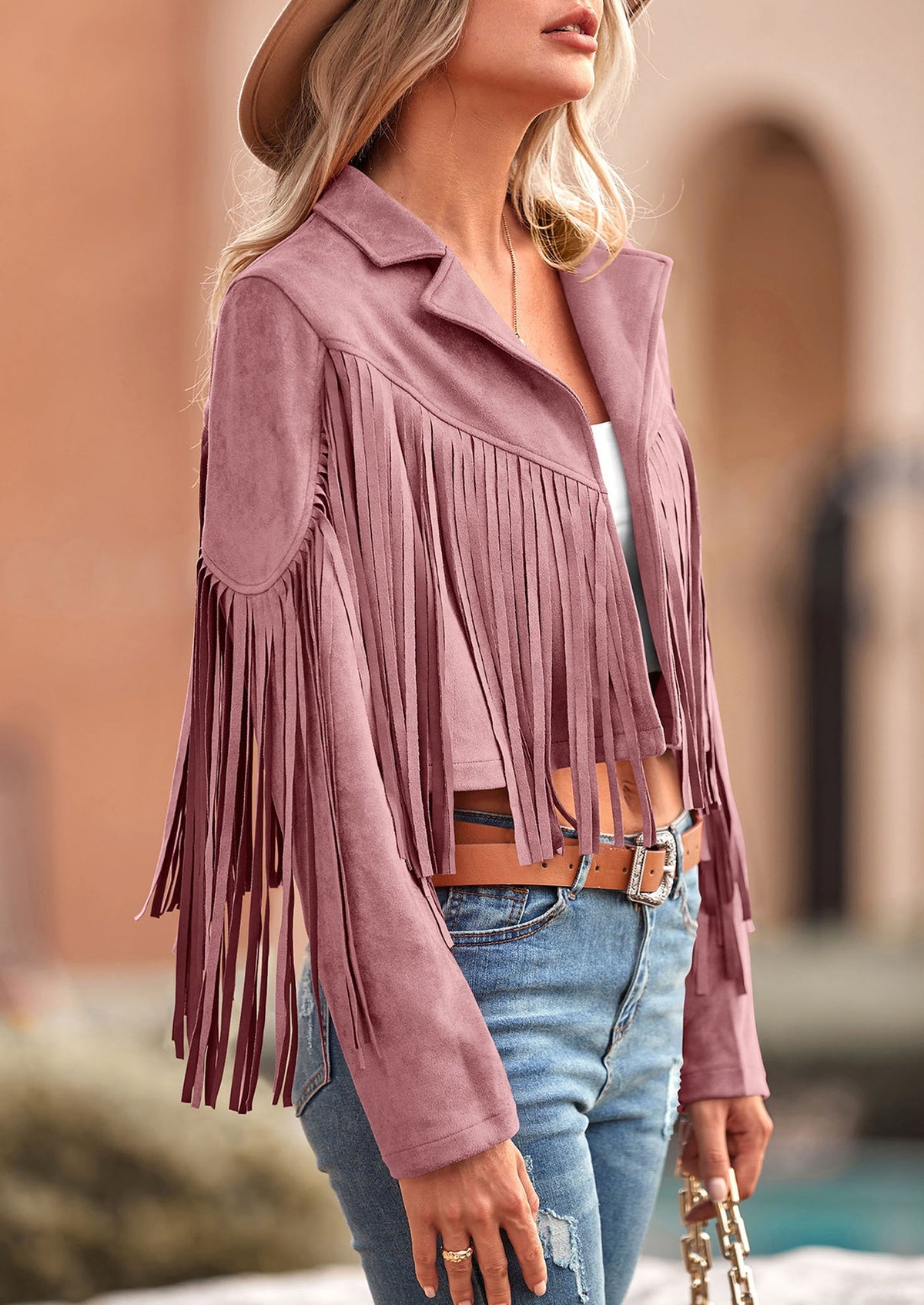 Chaqueta motera de gamuza