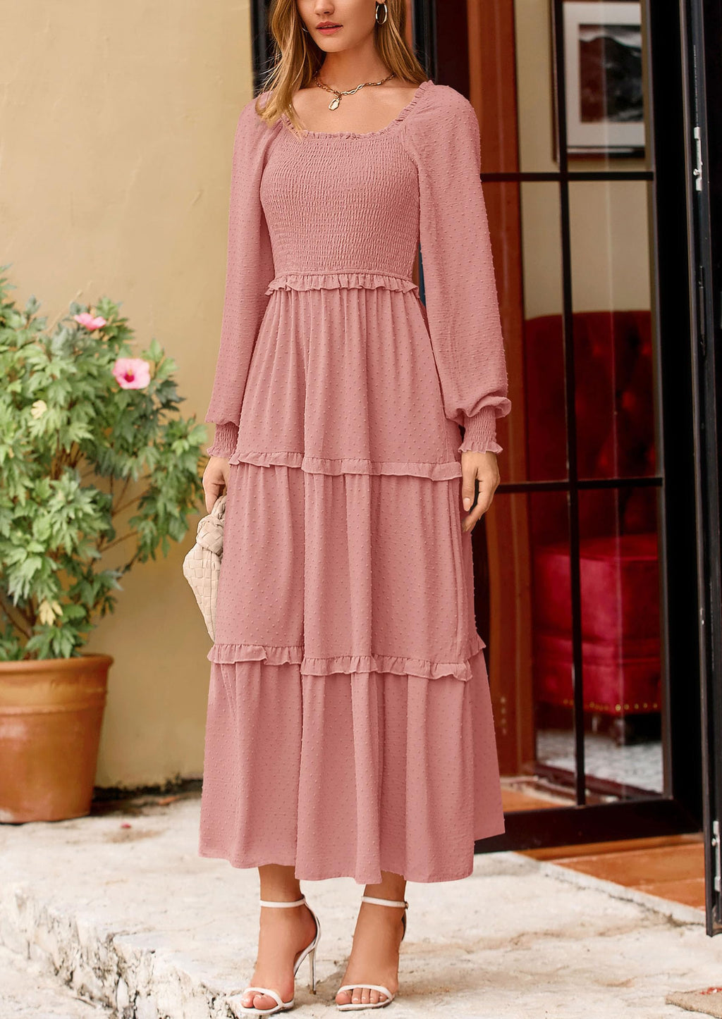 Vestido largo de plumetis