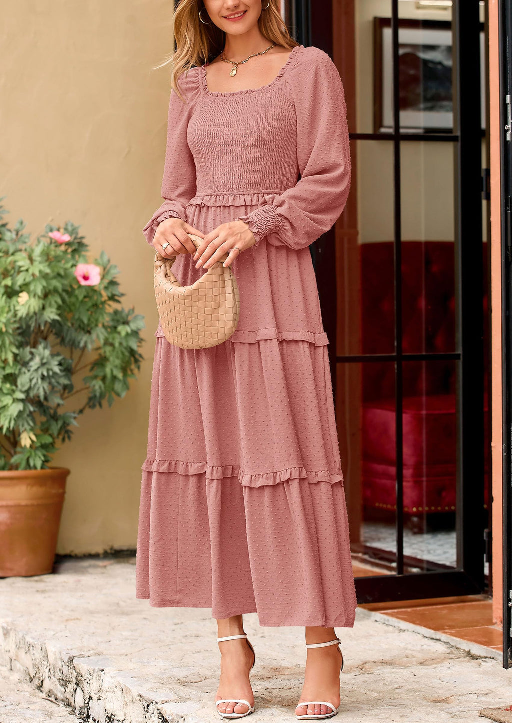 Vestido largo de plumetis