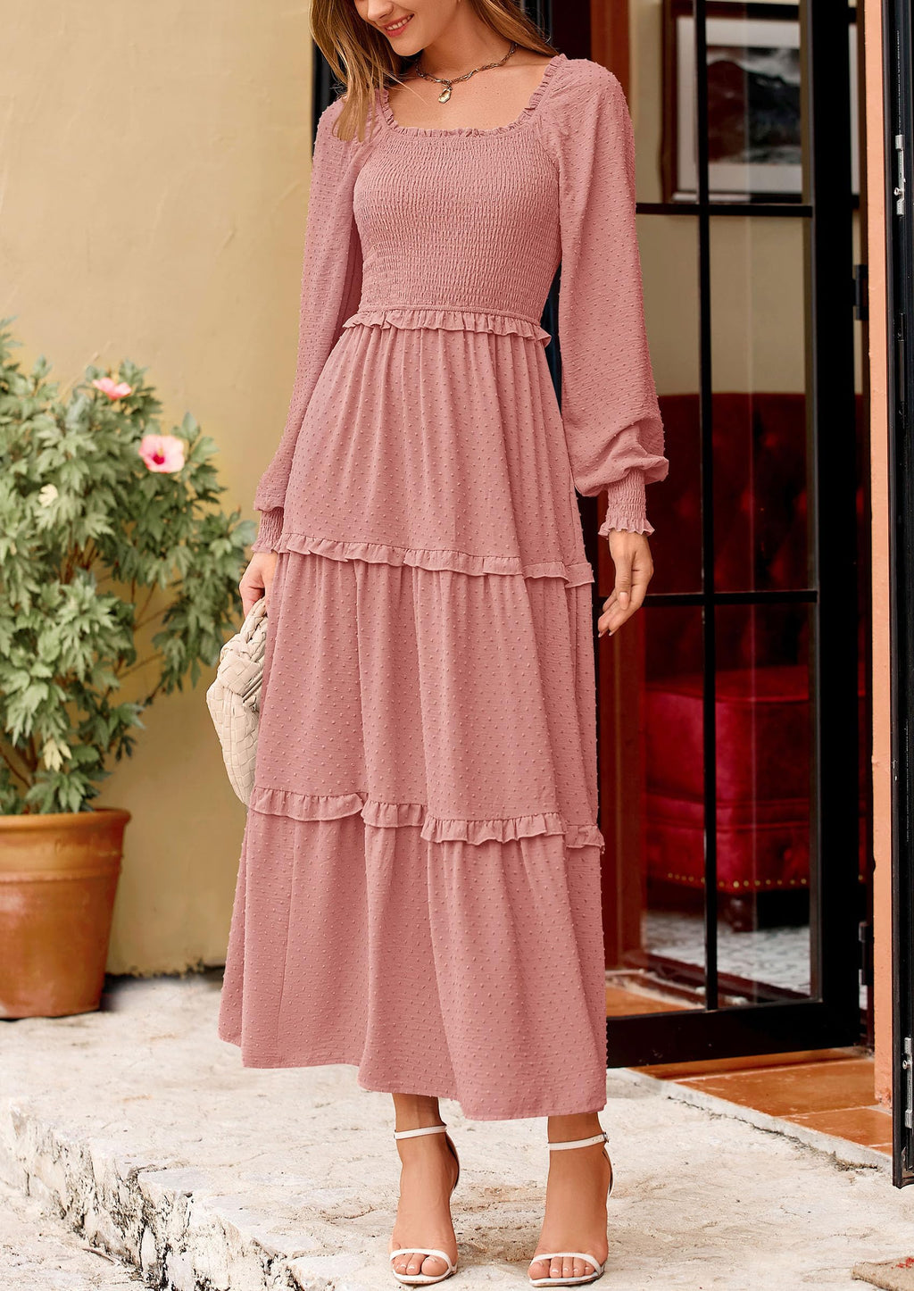 Vestido largo de plumetis