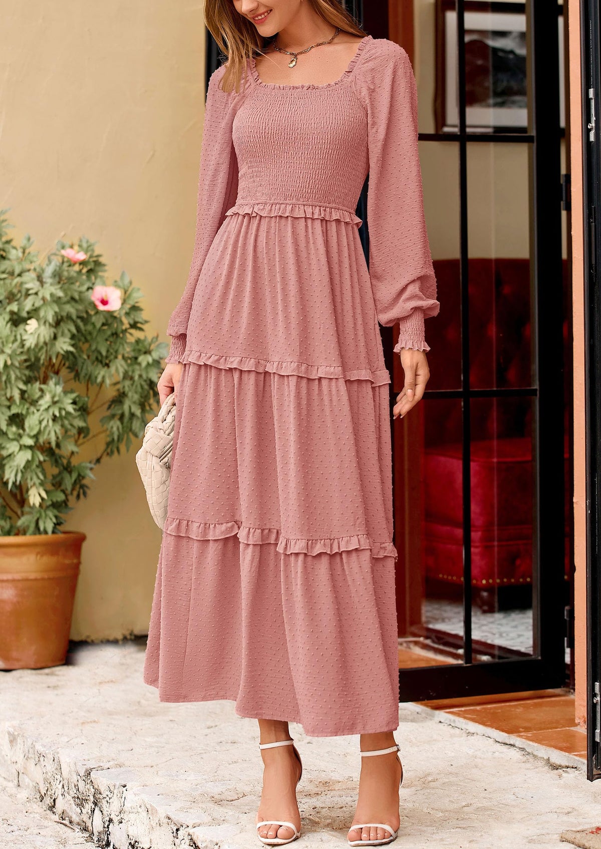 Vestido largo de plumetis