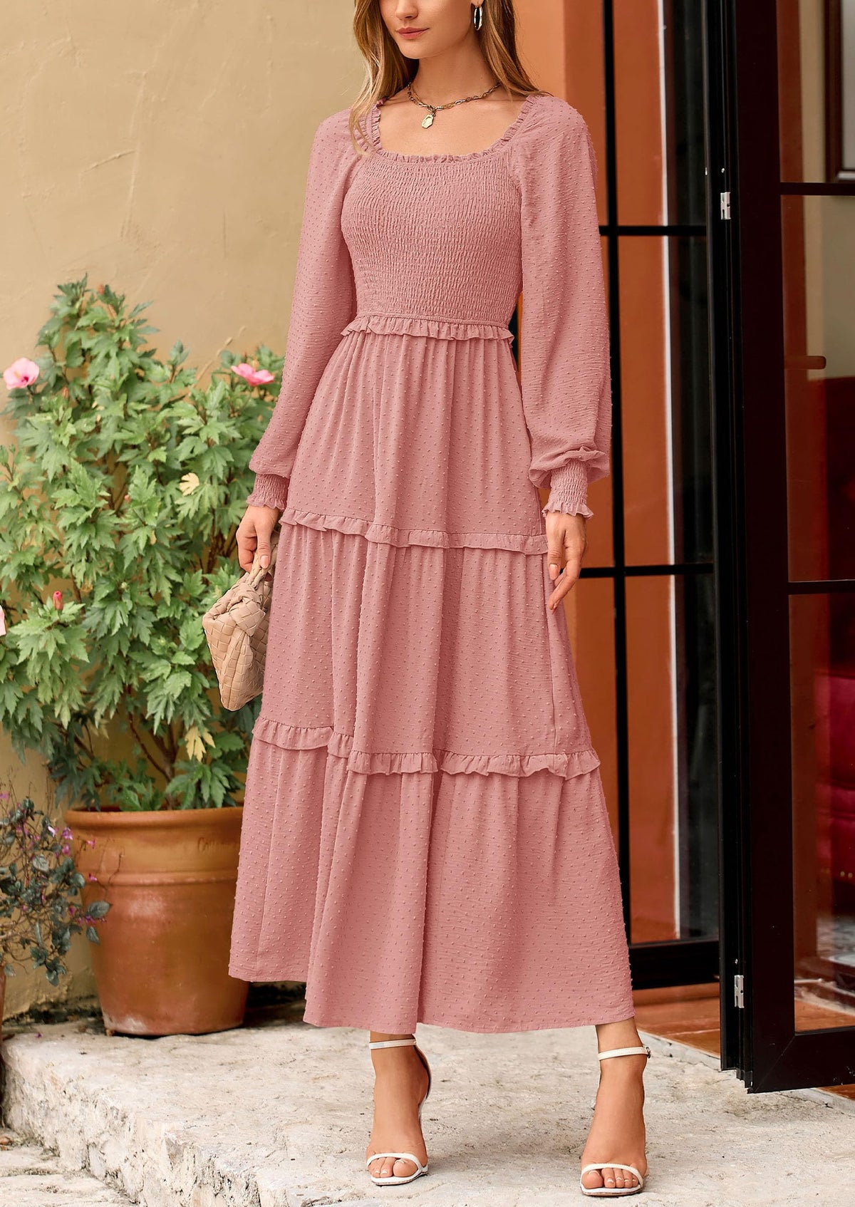 Vestido largo de plumetis