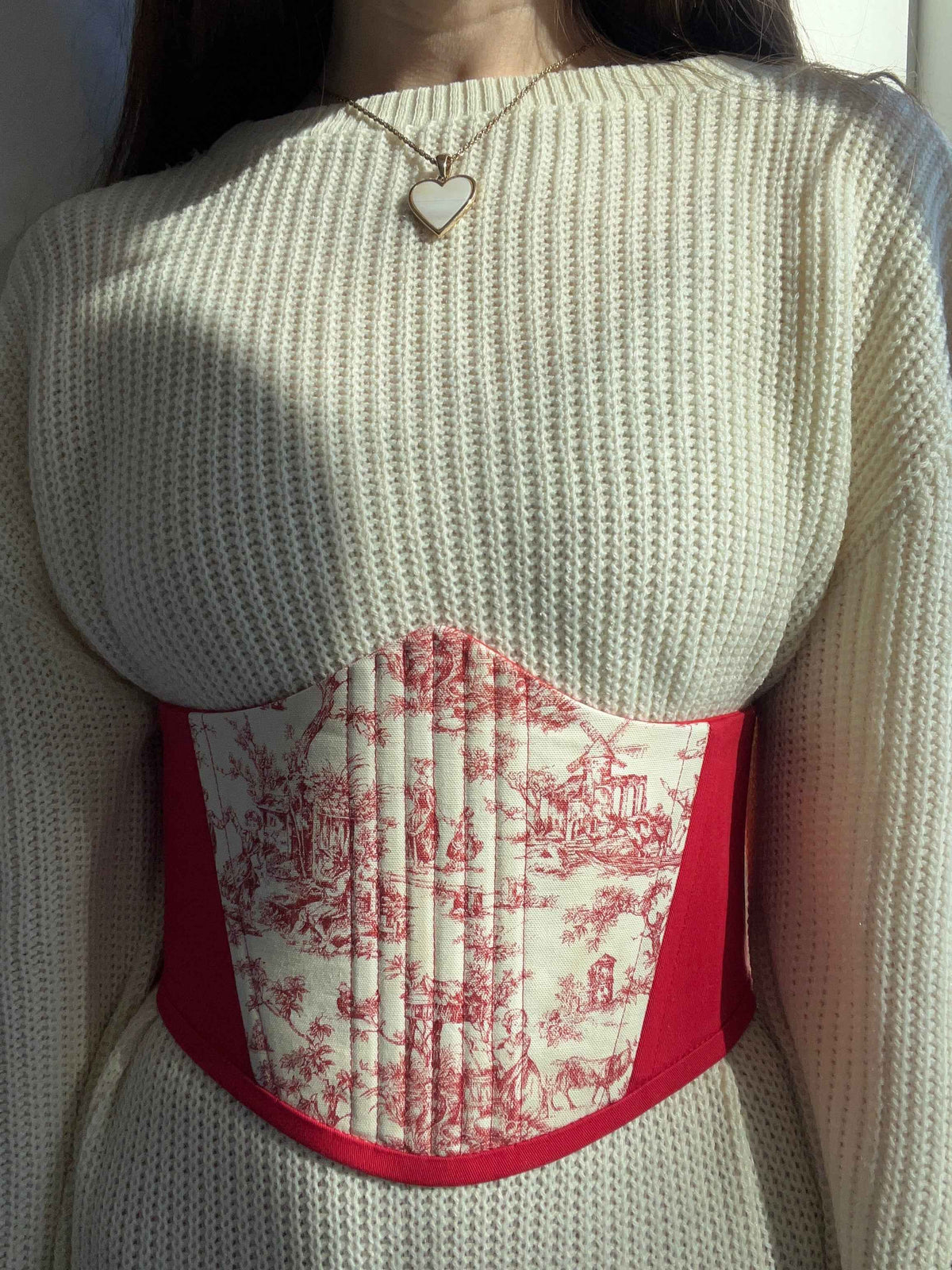 Elegante cinturón corsé rojo de Toile de Jouy ❤️