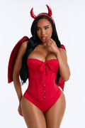 Conjunto de disfraz de ángel caído de 4 piezas – Glamur rojo fuego