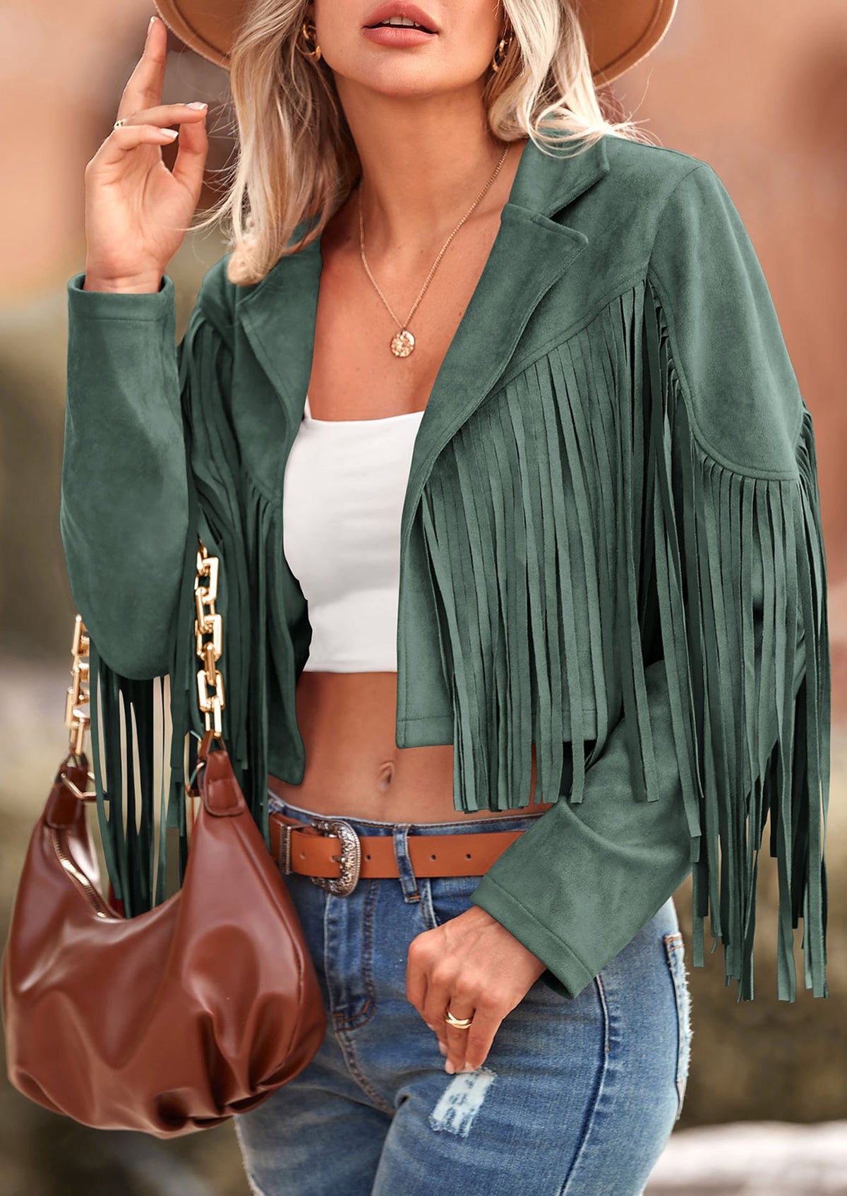 Chaqueta motera de gamuza