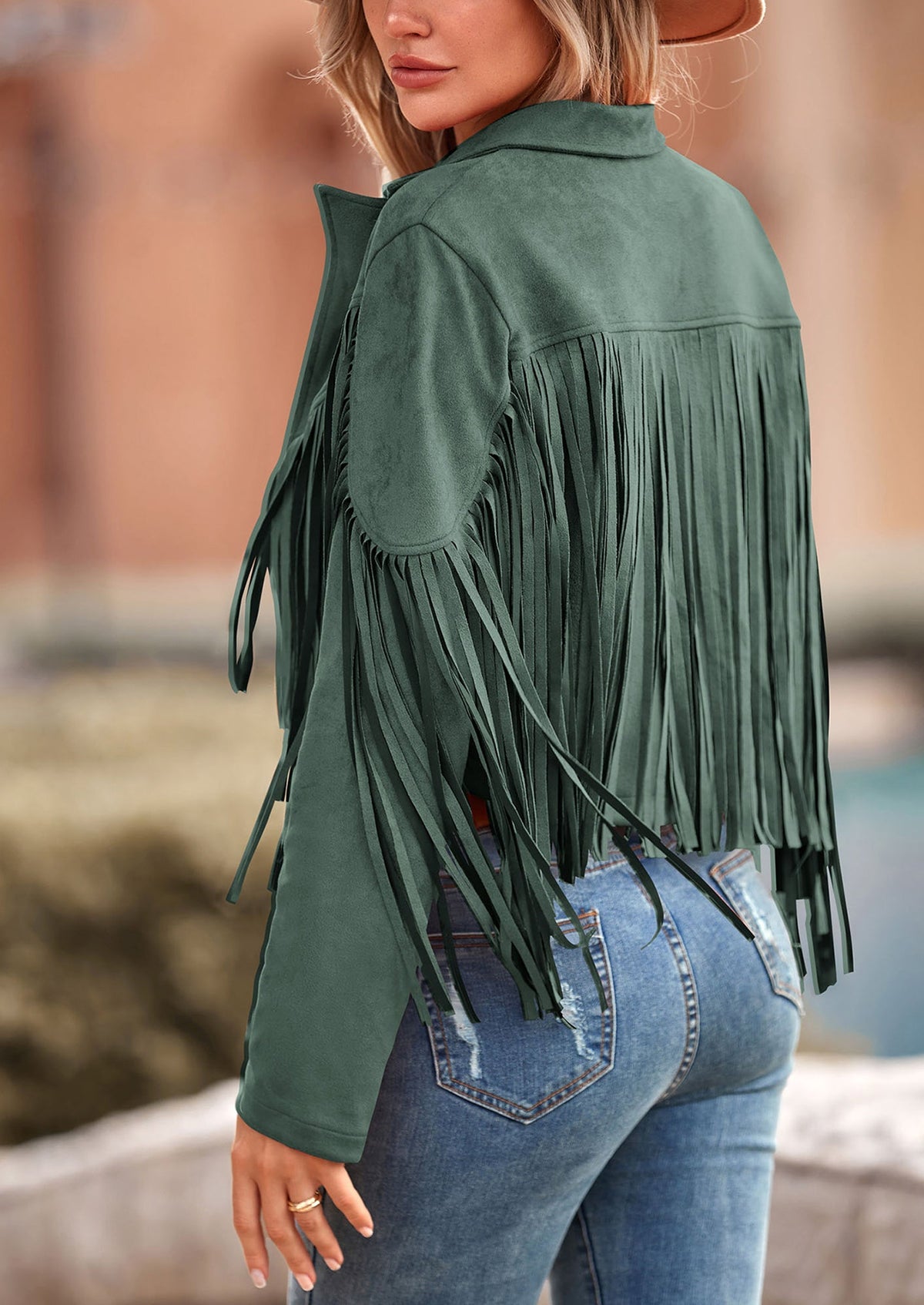 Chaqueta motera de gamuza