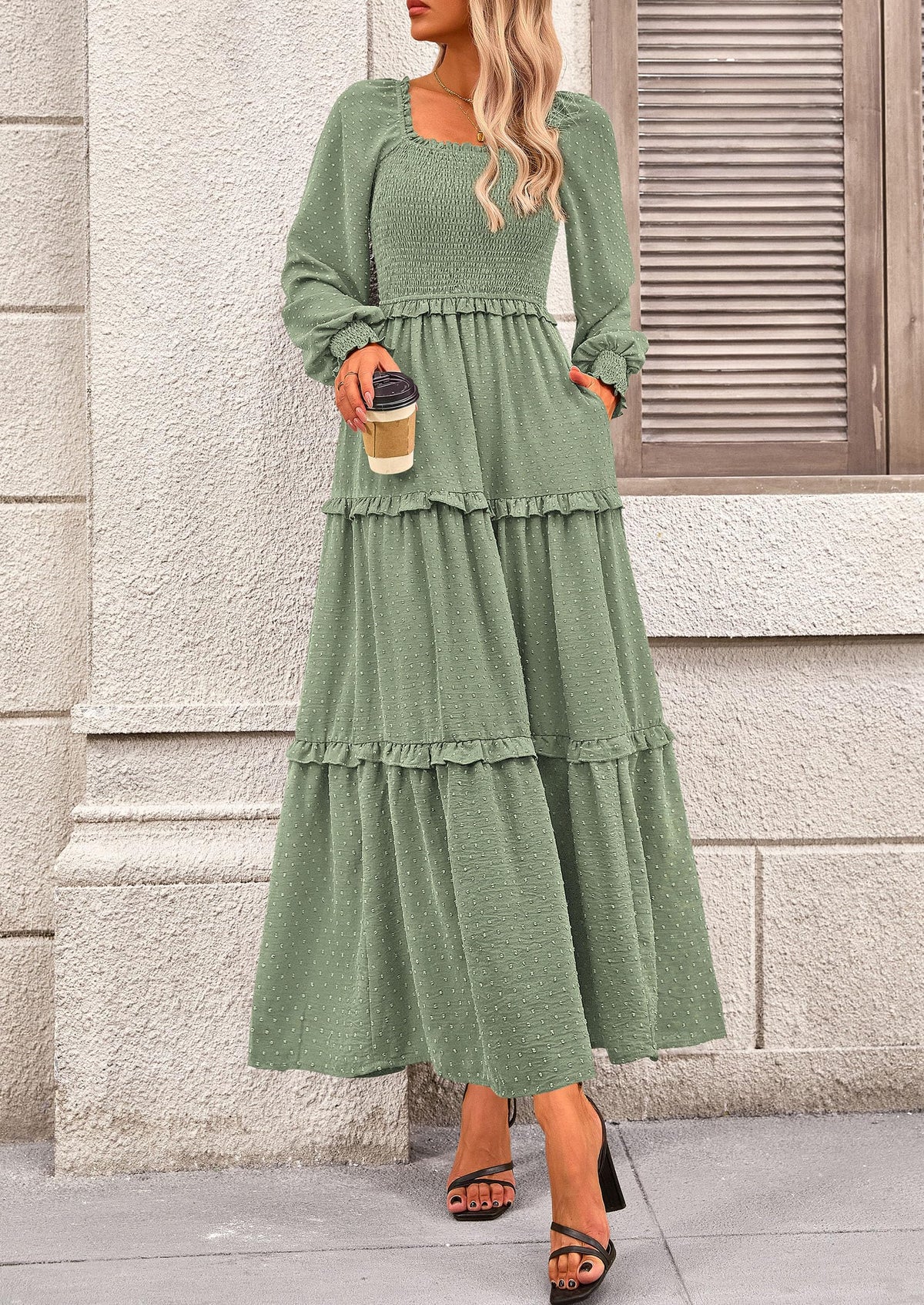 Vestido largo de plumetis