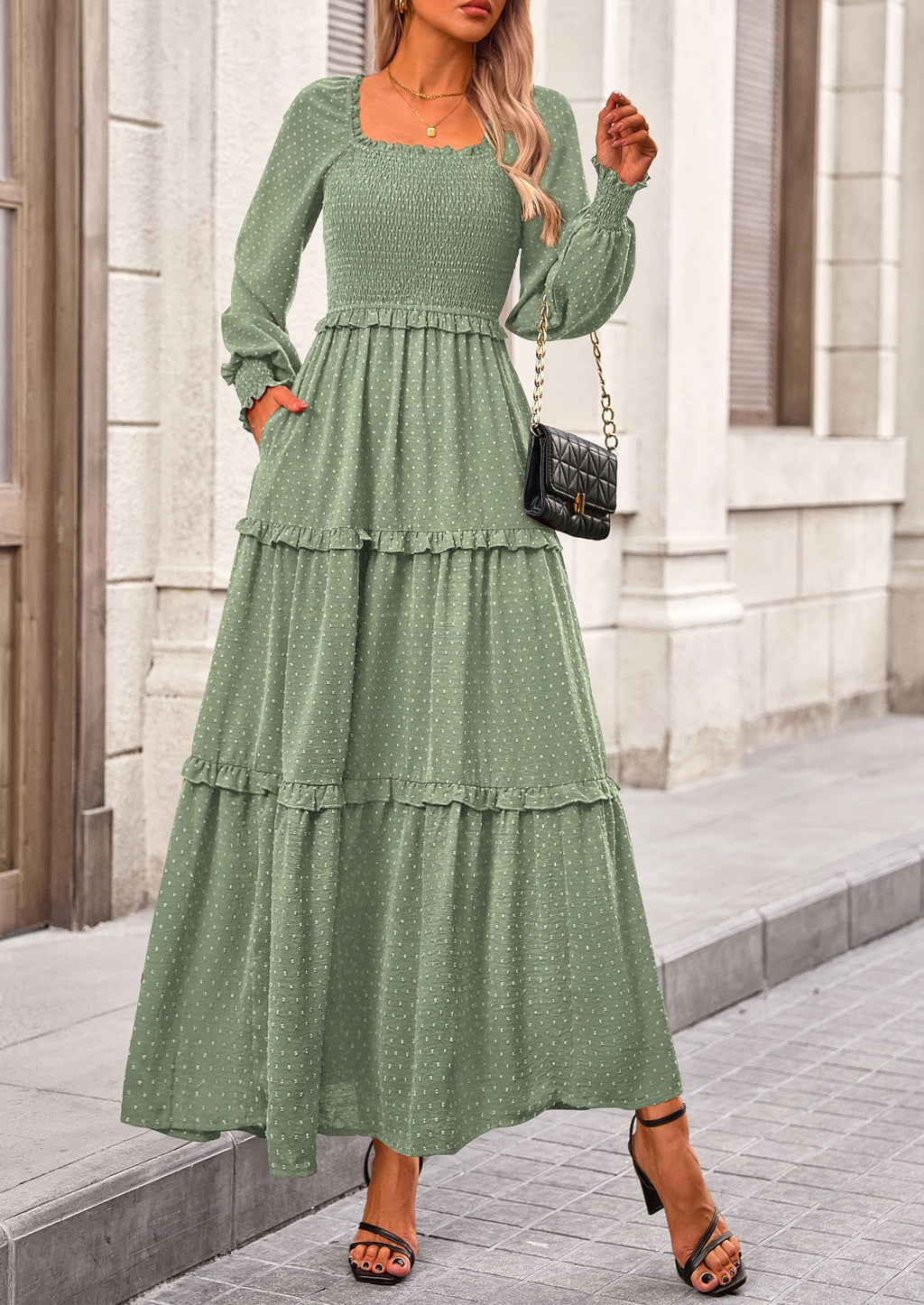 Vestido largo de plumetis