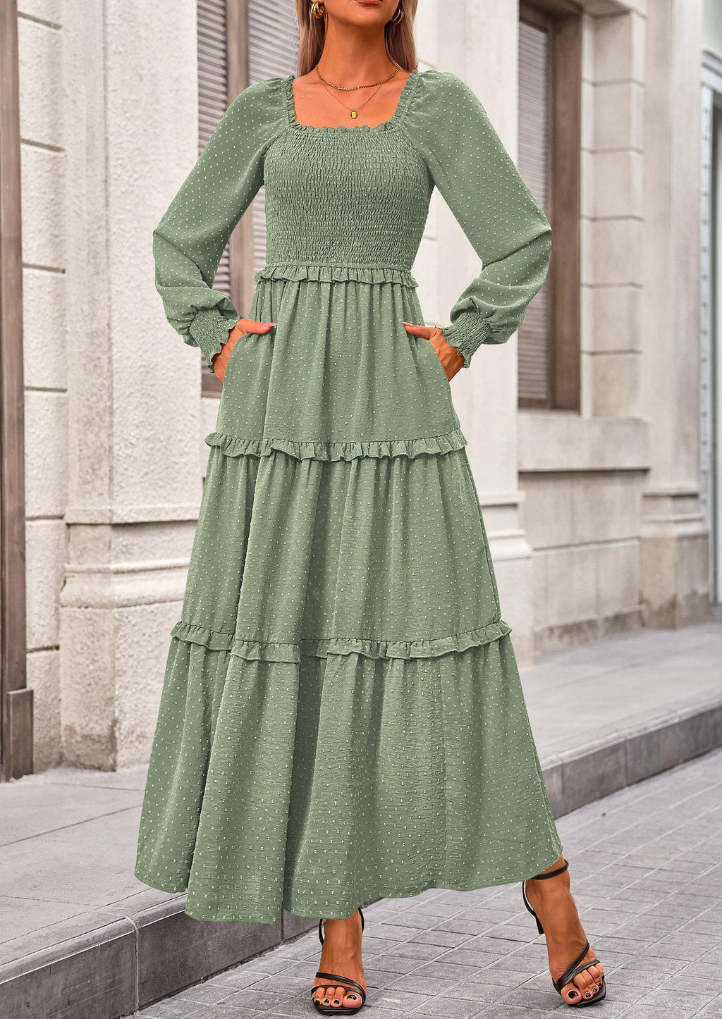 Vestido largo de plumetis