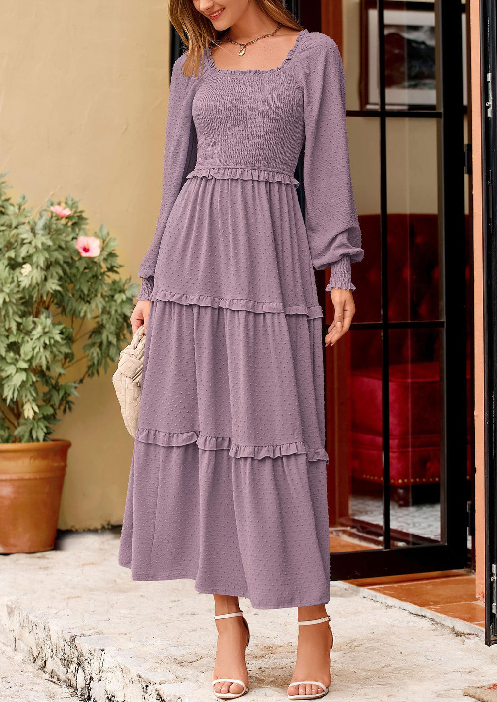 Vestido largo de plumetis