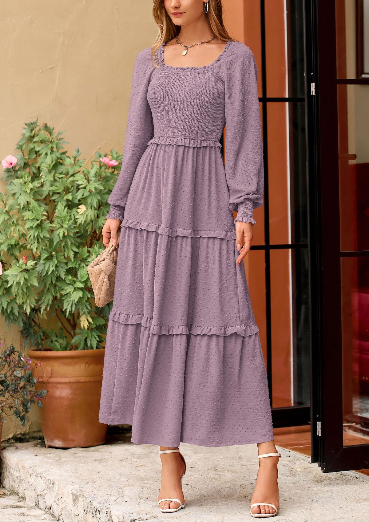 Vestido largo de plumetis