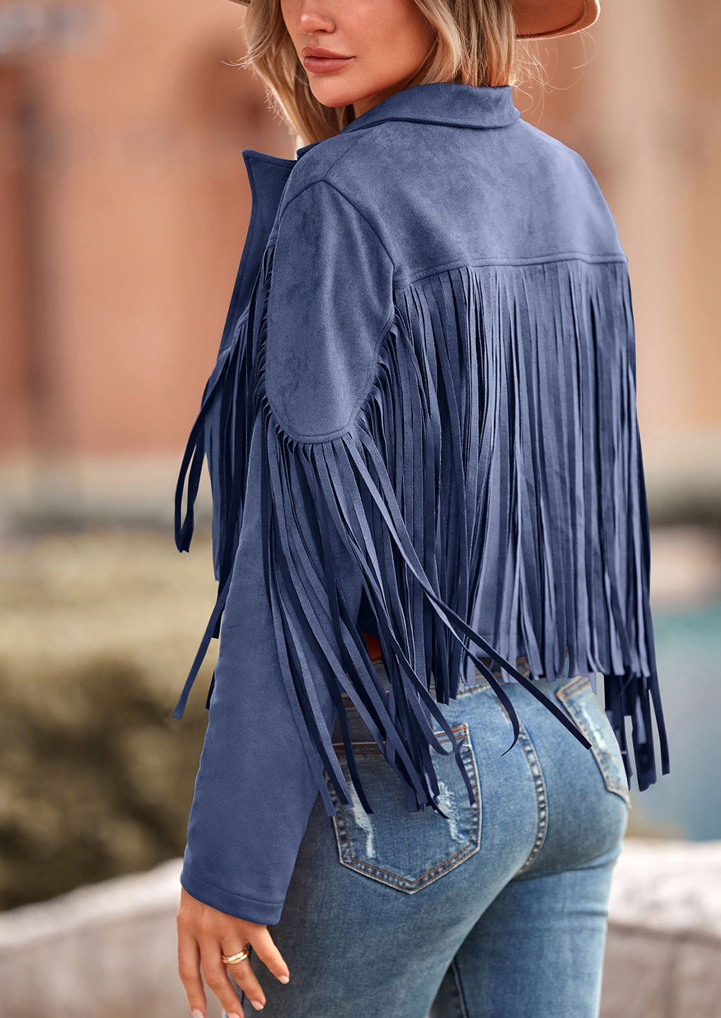 Chaqueta motera de gamuza