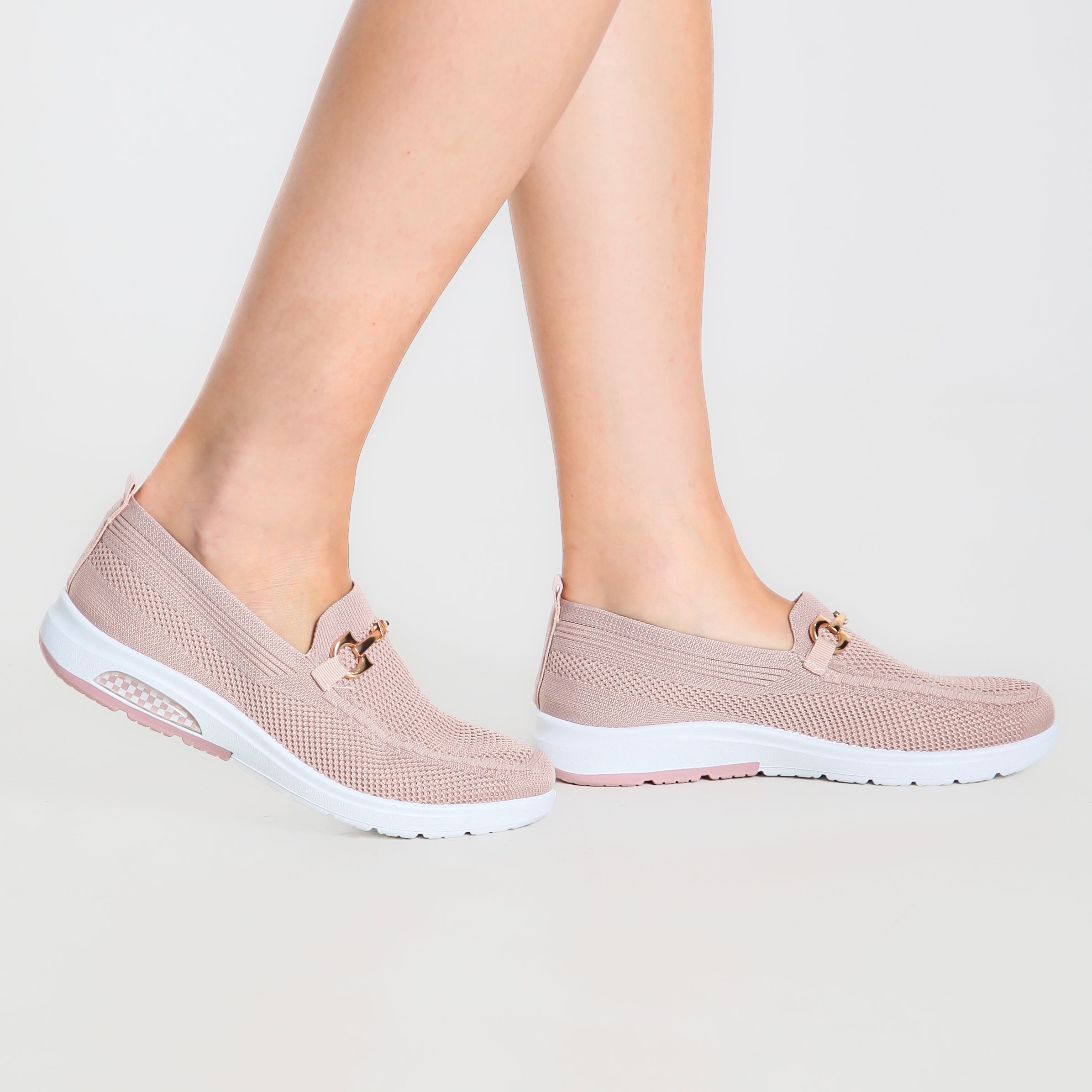 Mocasines cómodos de malla color rosa