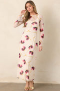 Vestido de malla floral color marfil