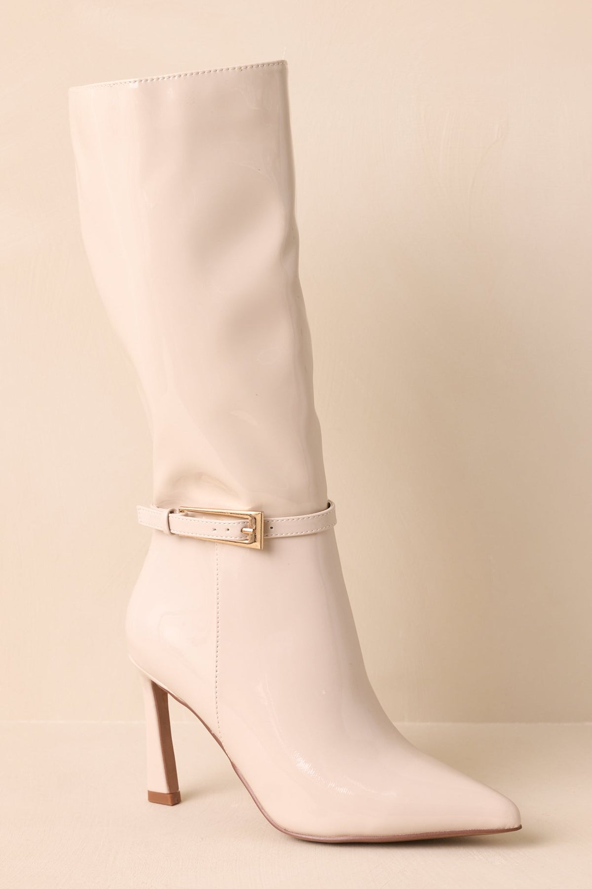Botas de piel sintética marfil brillante Stay In Touch