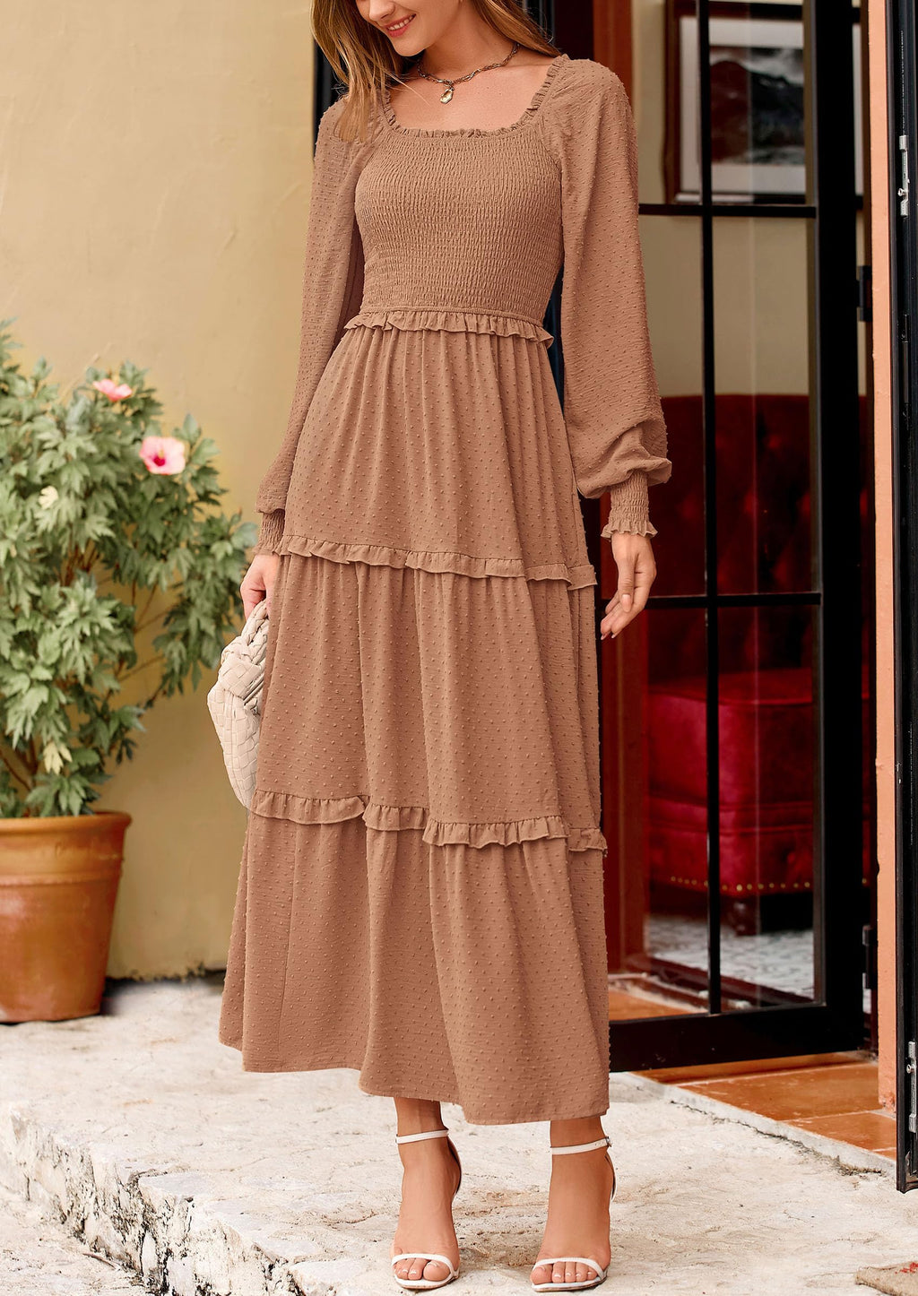 Vestido largo de plumetis