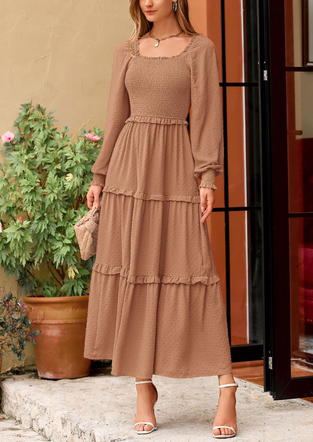 Vestido largo de plumetis