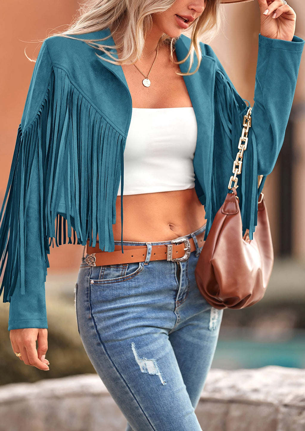 Chaqueta motera de gamuza