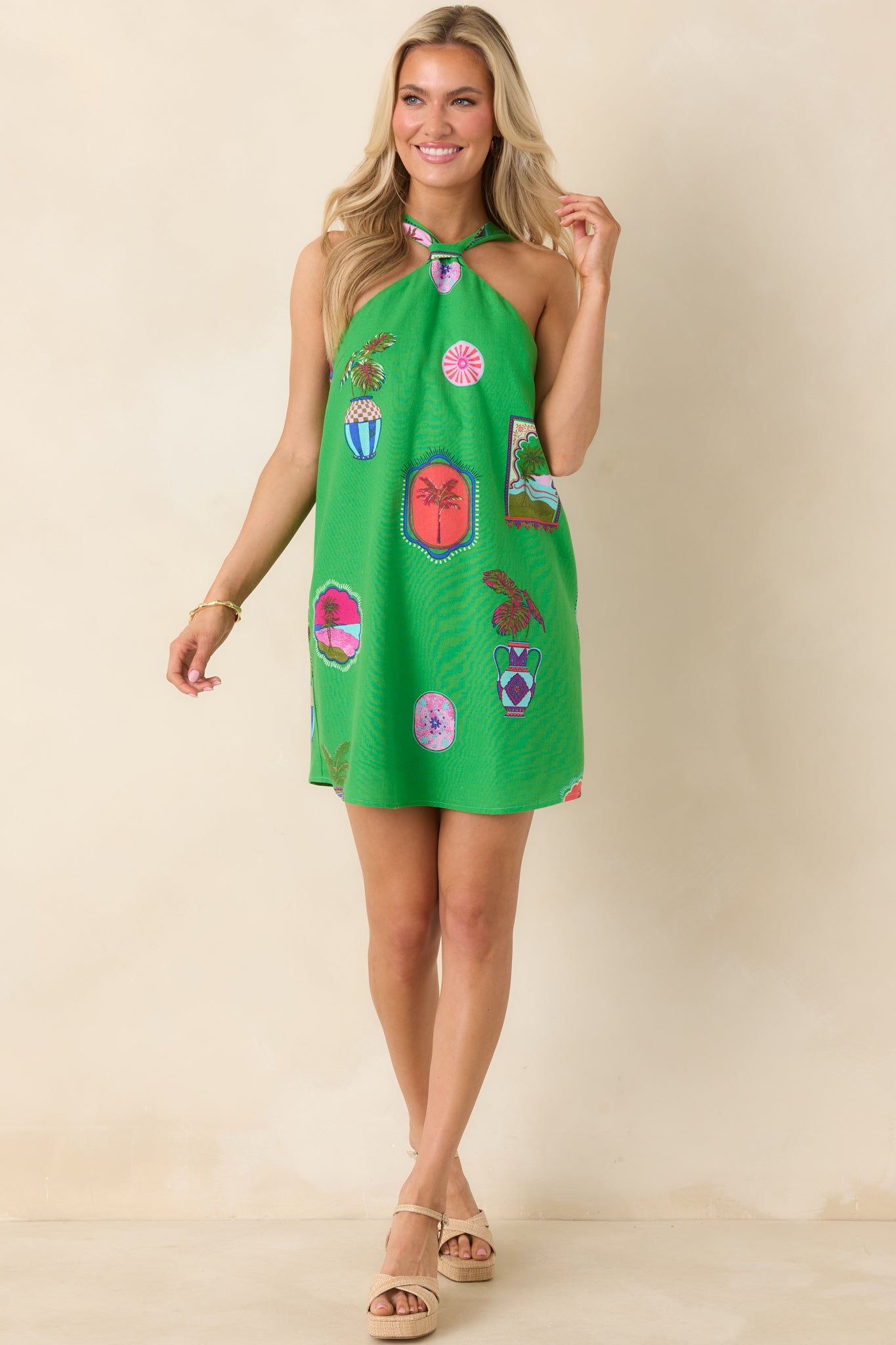 Vestido verde con lazo