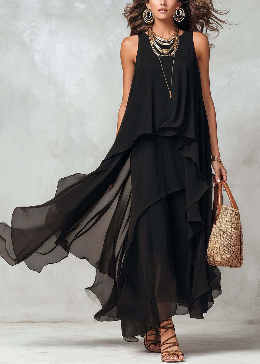 Vestido negro asimétrico