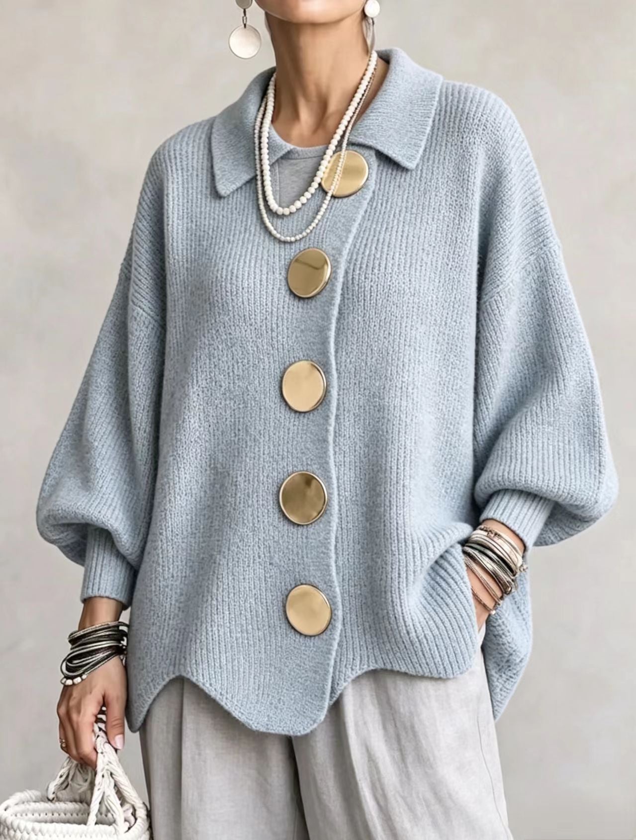 Cárdigan oversize cuello