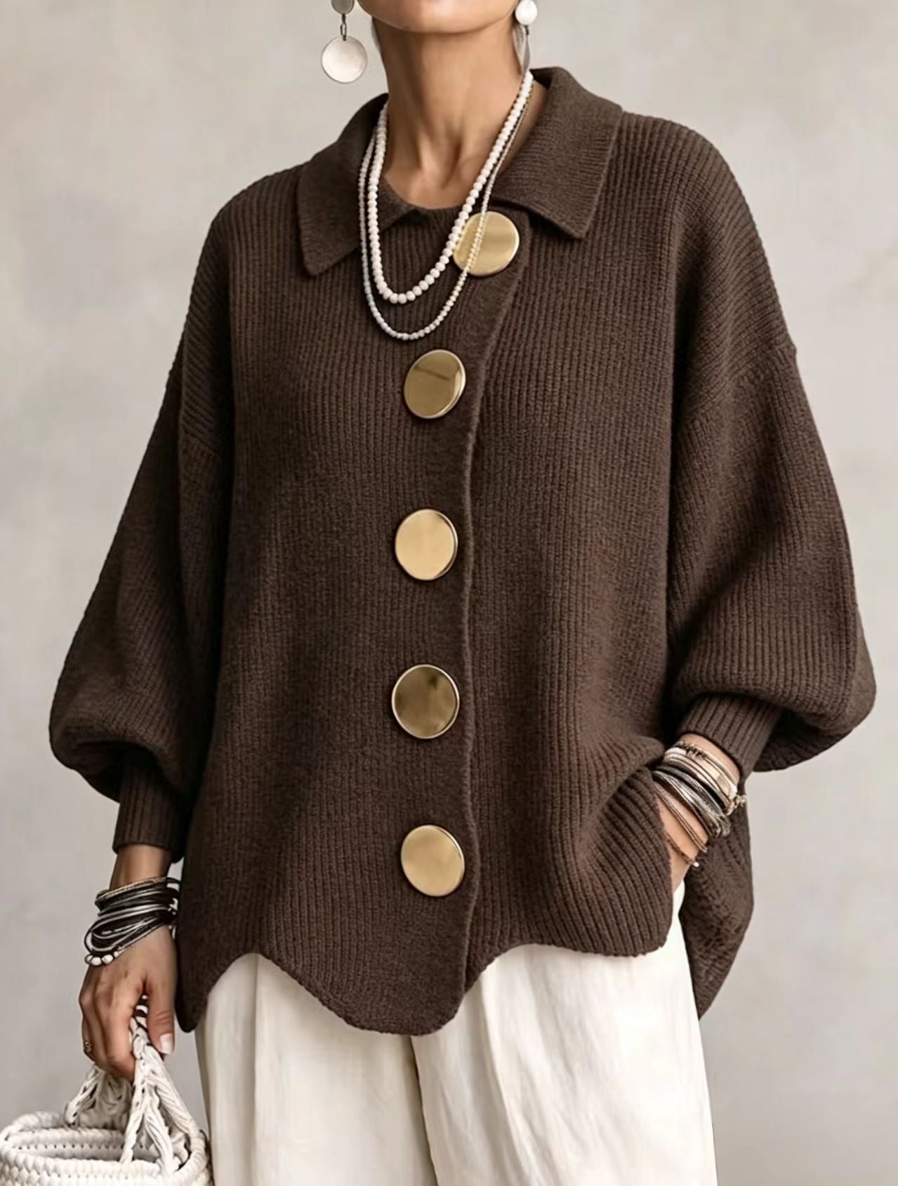 Cárdigan oversize cuello