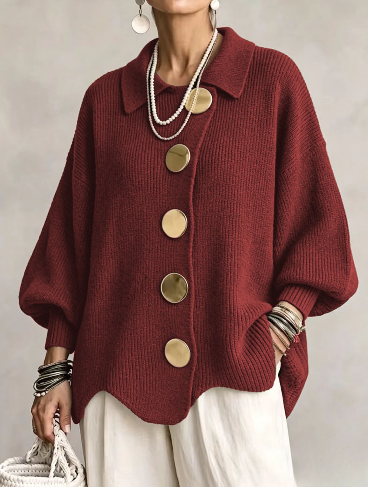Cárdigan oversize cuello