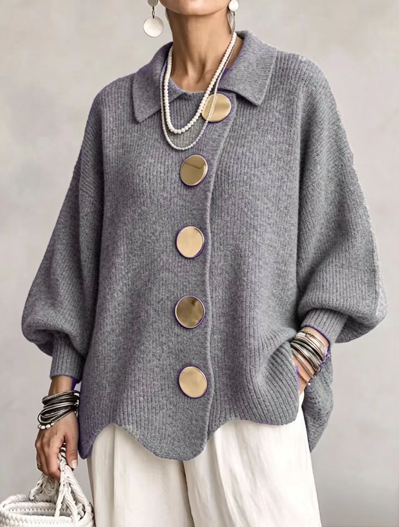 Cárdigan oversize cuello