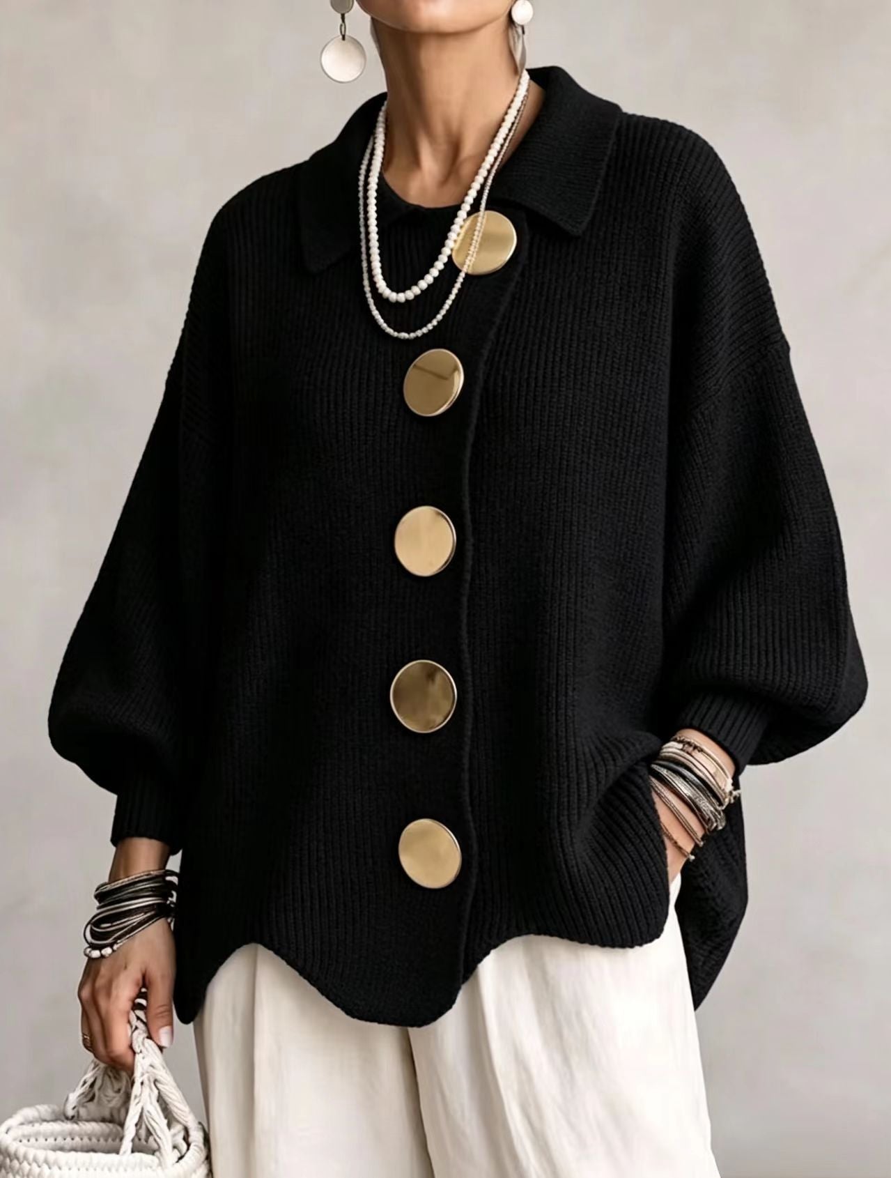 Cárdigan oversize cuello