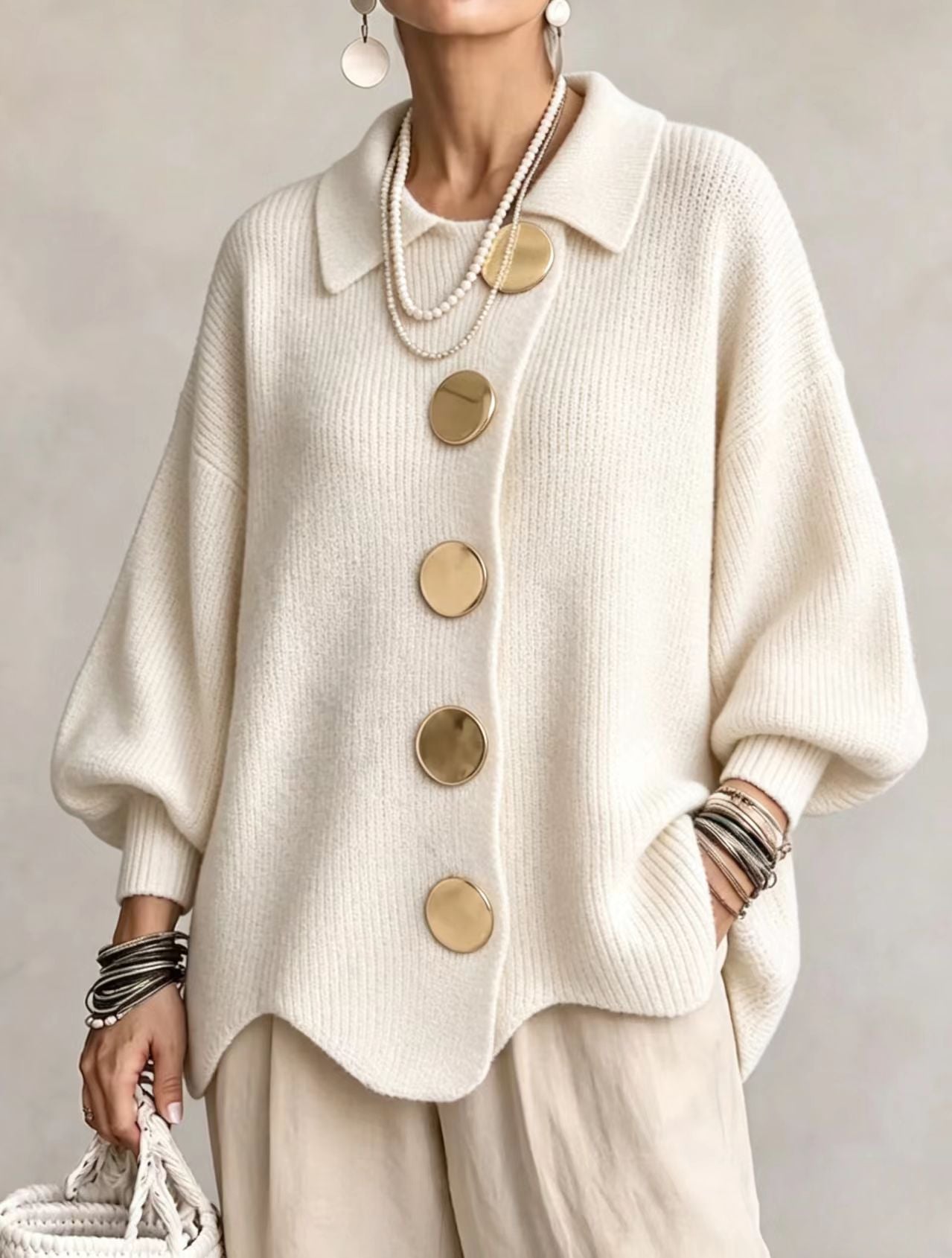 Cárdigan oversize cuello