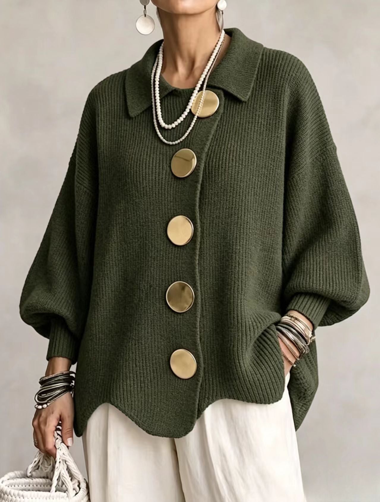 Cárdigan oversize cuello