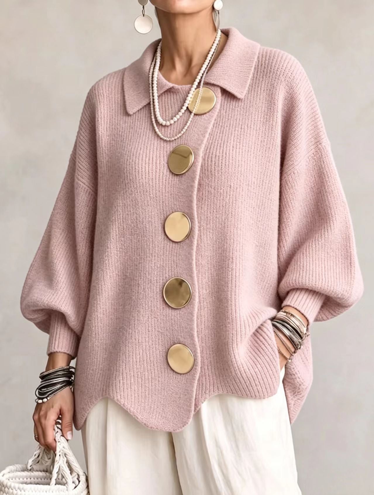 Cárdigan oversize cuello