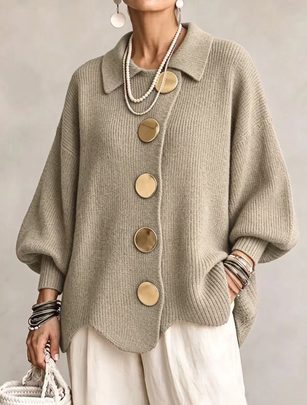 Cárdigan oversize cuello