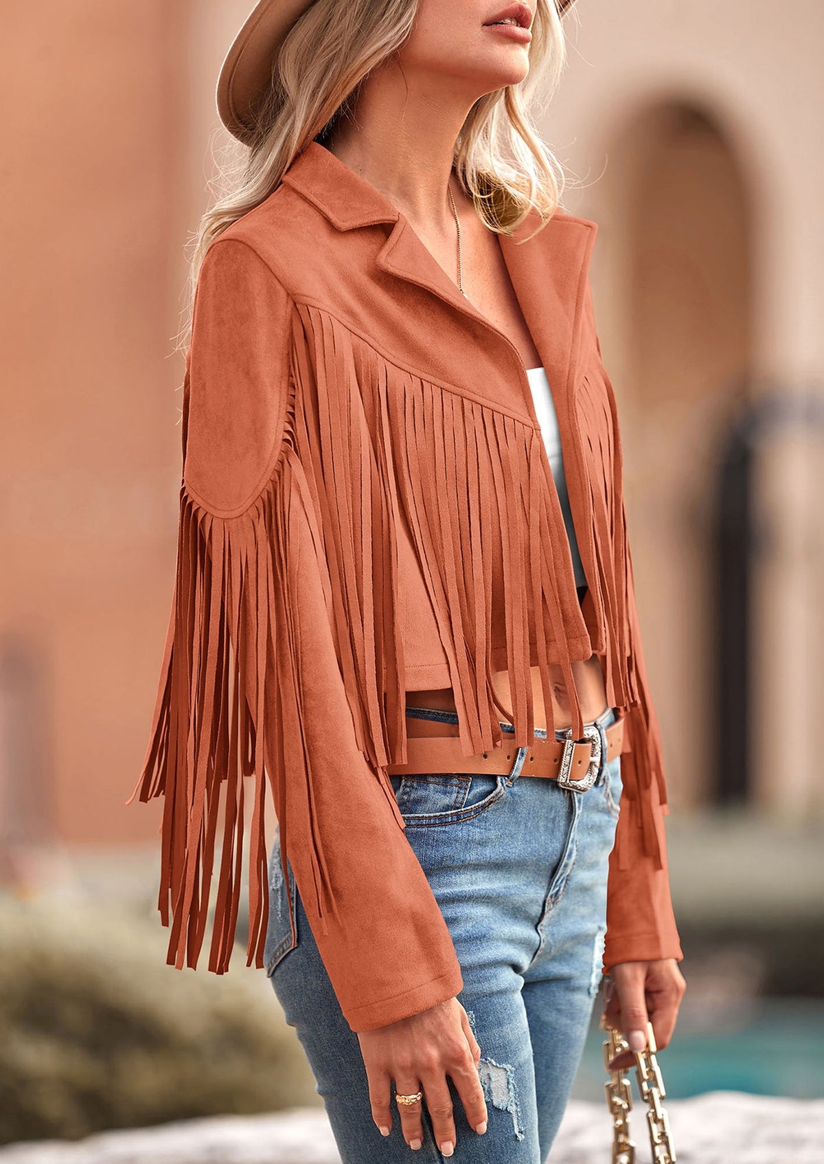 Chaqueta motera de gamuza