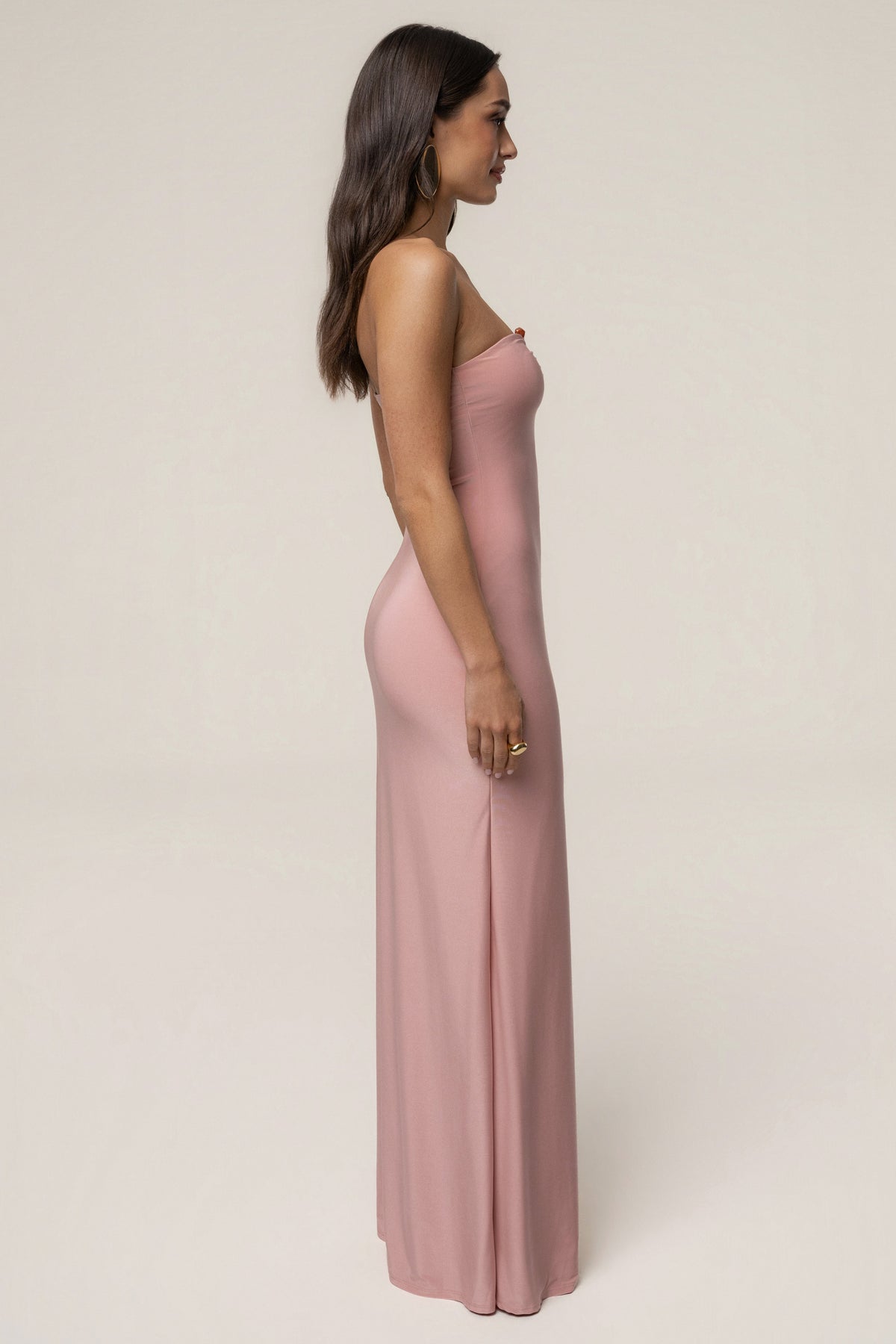 Vestido largo Serene rosa empolvado