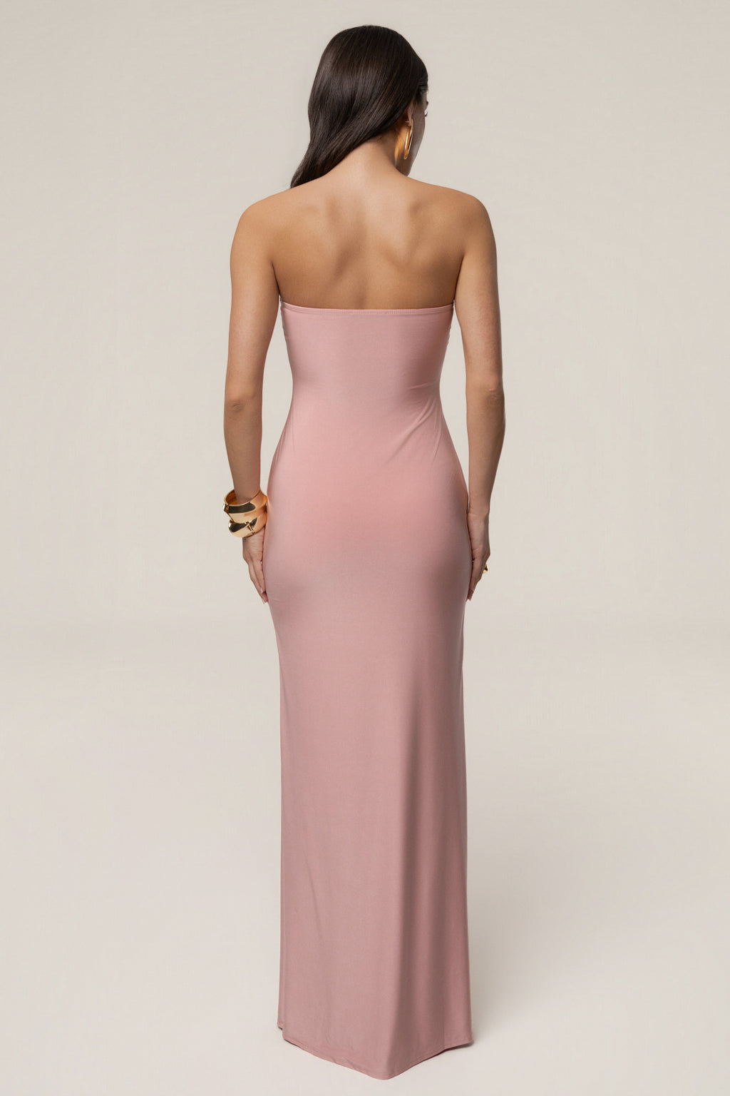 Vestido largo Serene rosa empolvado