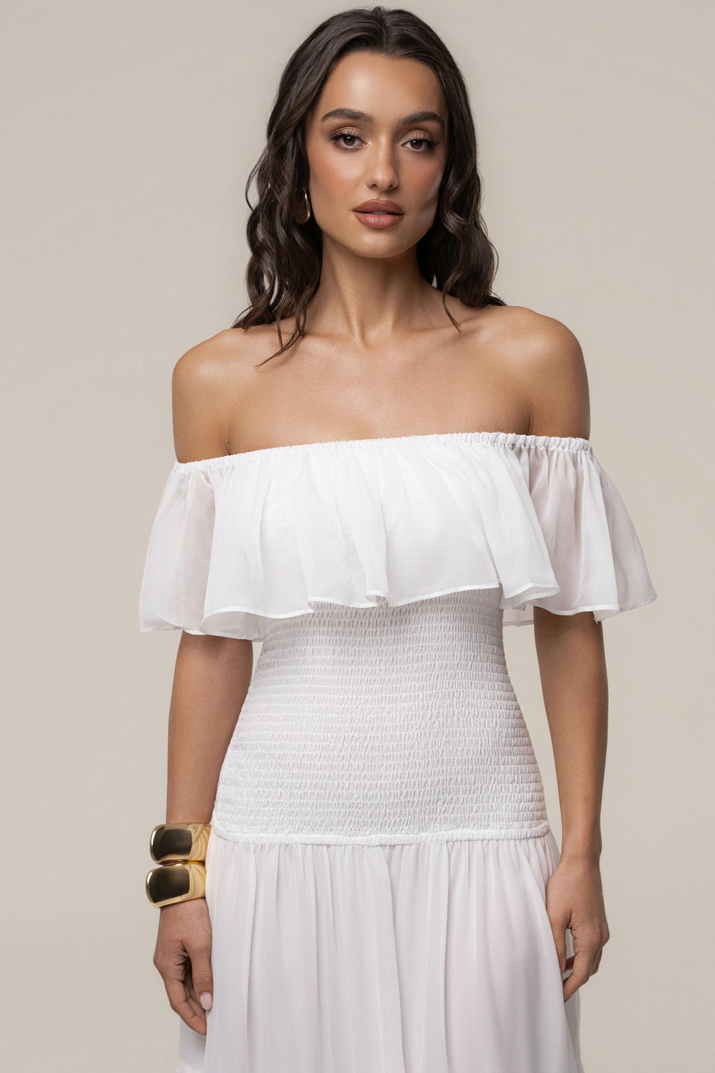 Vestido largo Brisa Costera color marfil