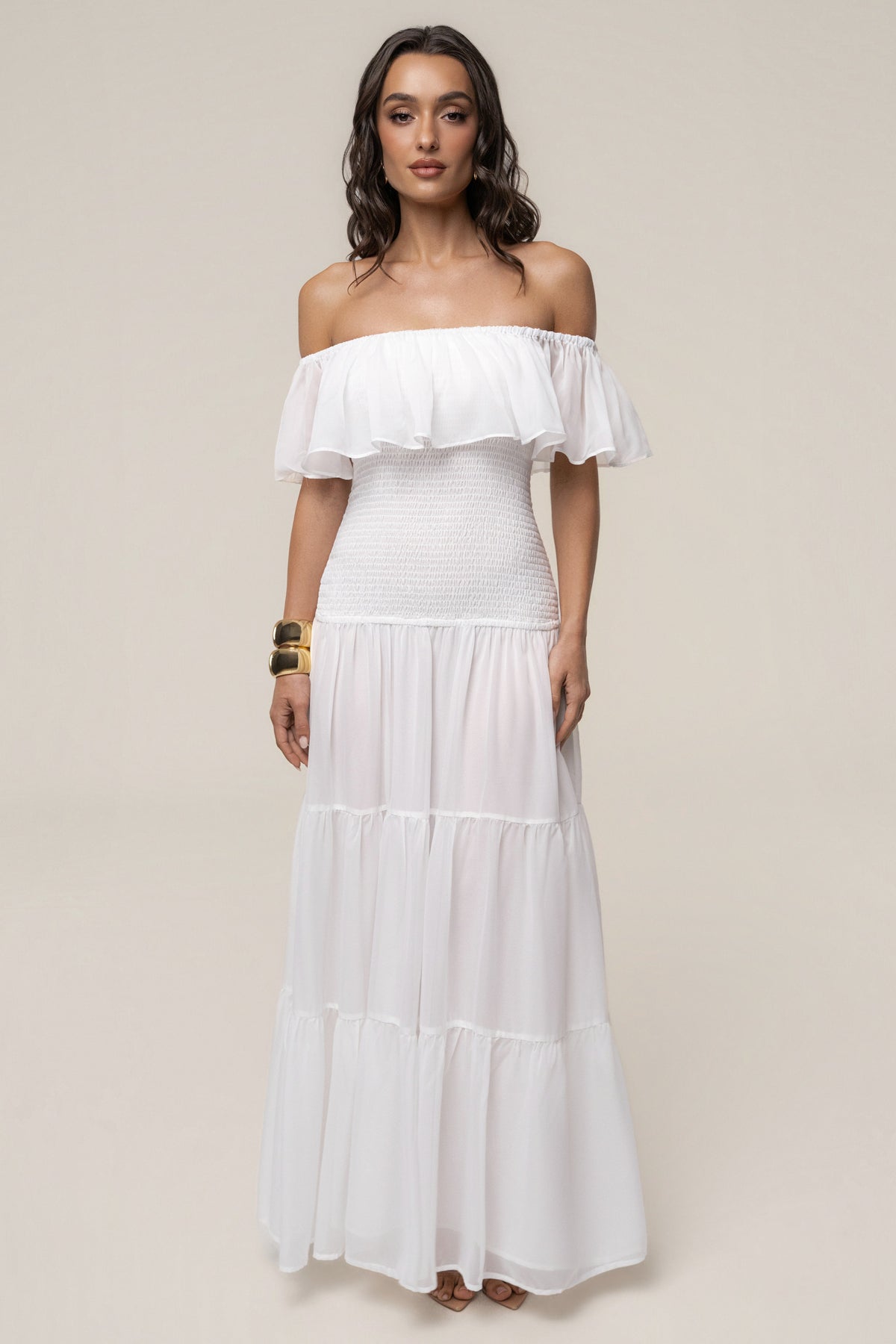 Vestido largo Brisa Costera color marfil