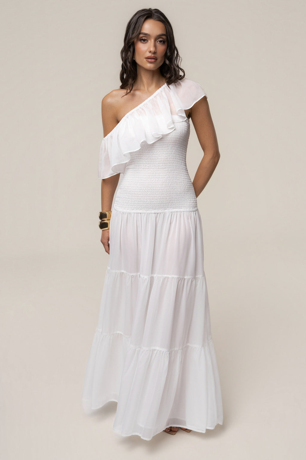 Vestido largo Brisa Costera color marfil
