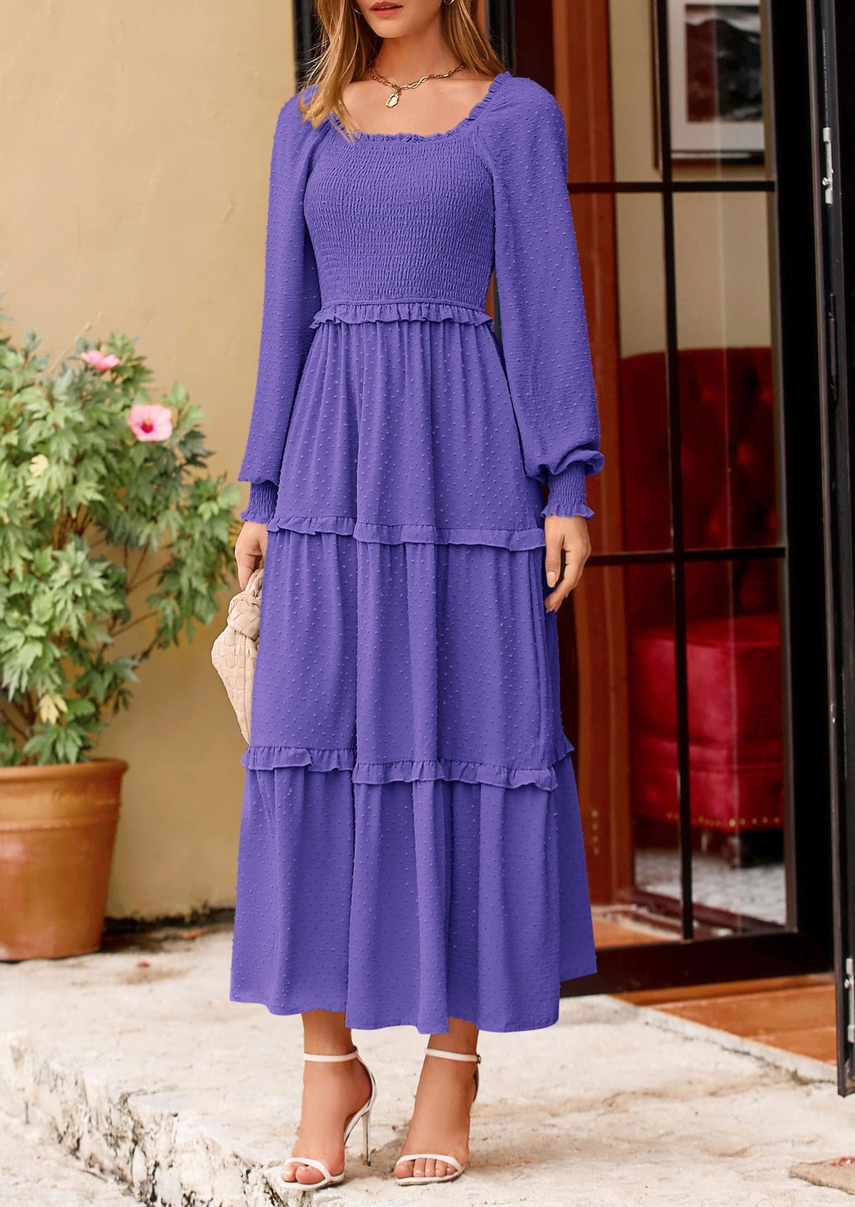 Vestido largo de plumetis