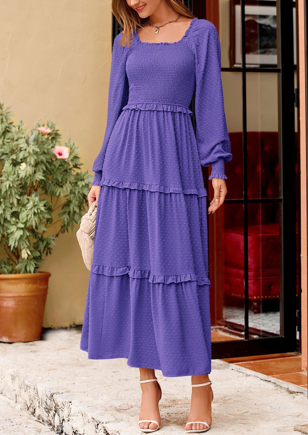 Vestido largo de plumetis