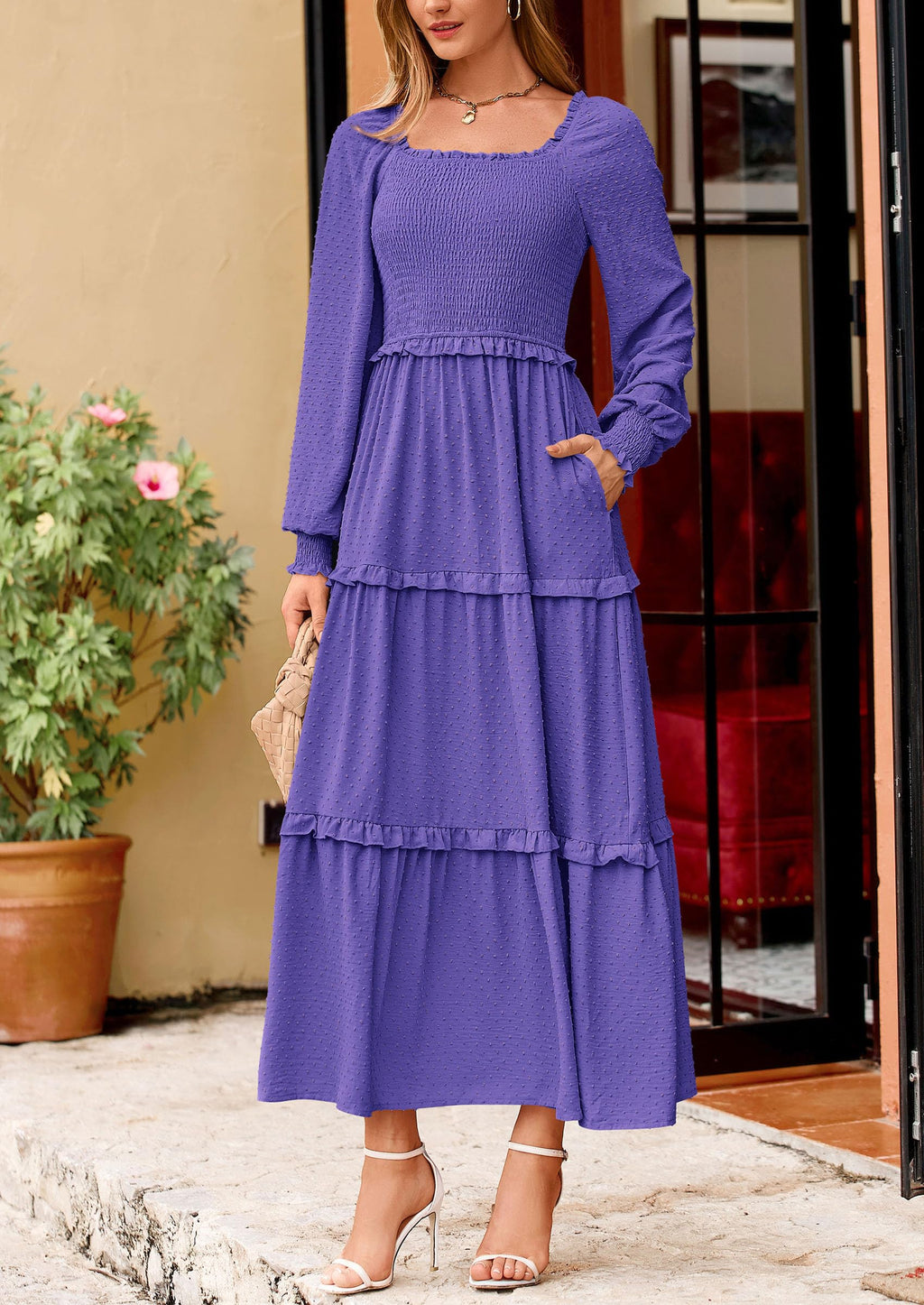 Vestido largo de plumetis