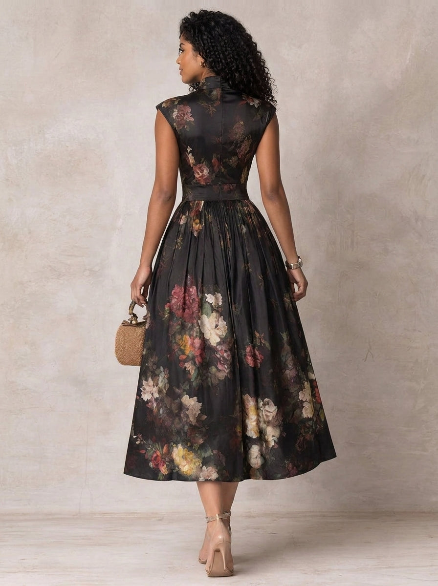 Vestido negro floral