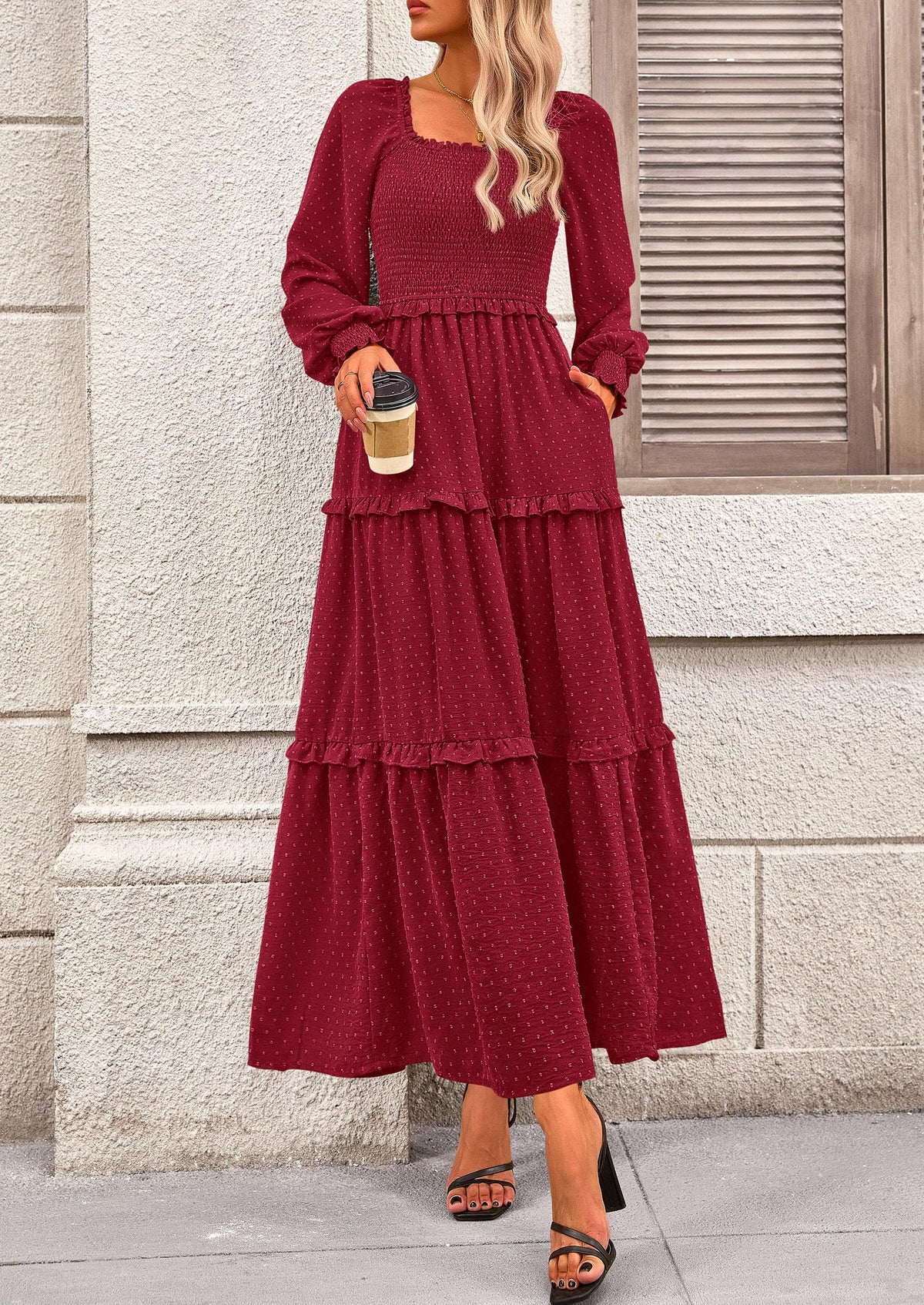 Vestido largo de plumetis