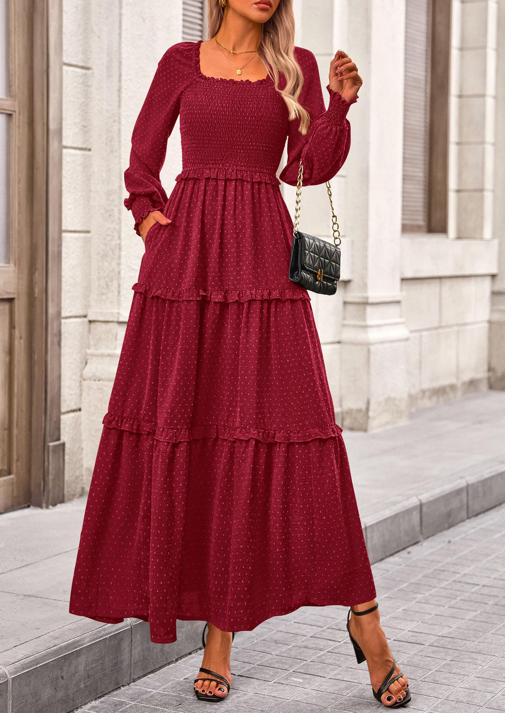 Vestido largo de plumetis