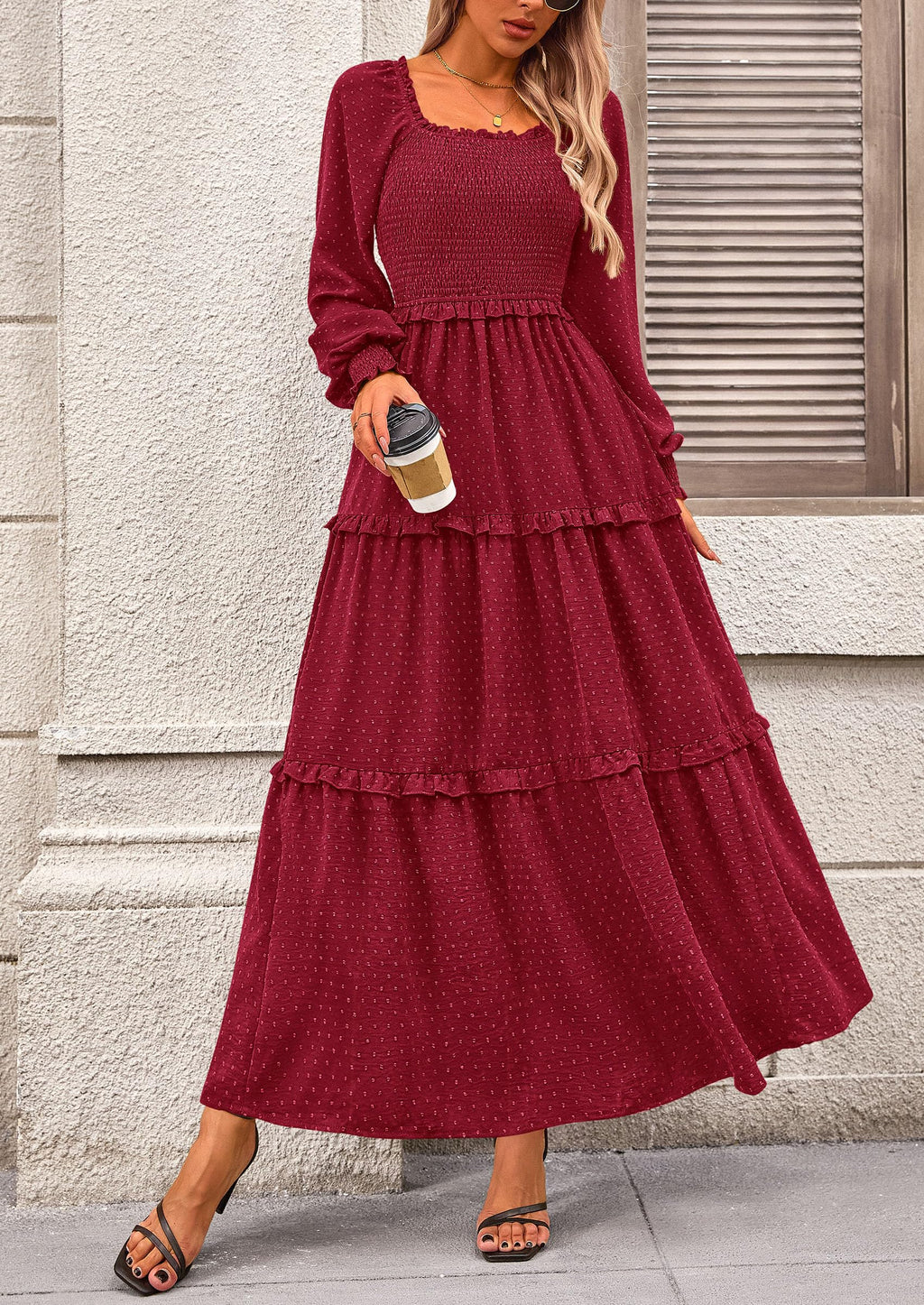 Vestido largo de plumetis