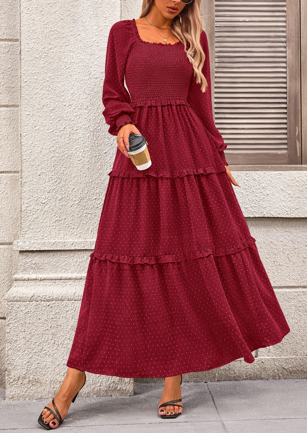 Vestido largo de plumetis