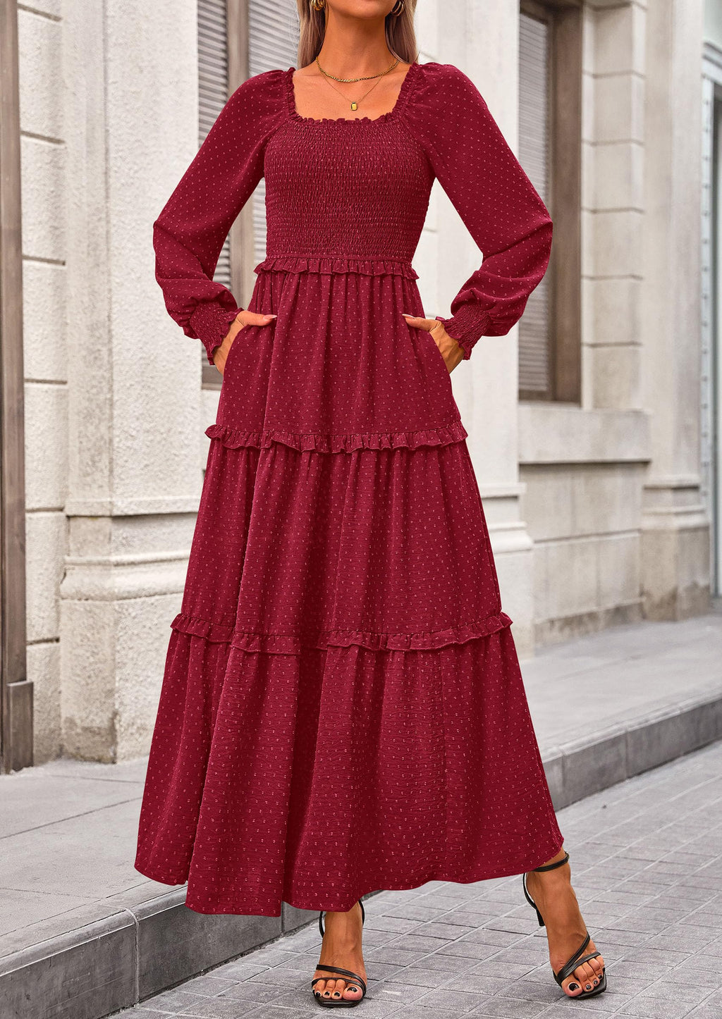 Vestido largo de plumetis