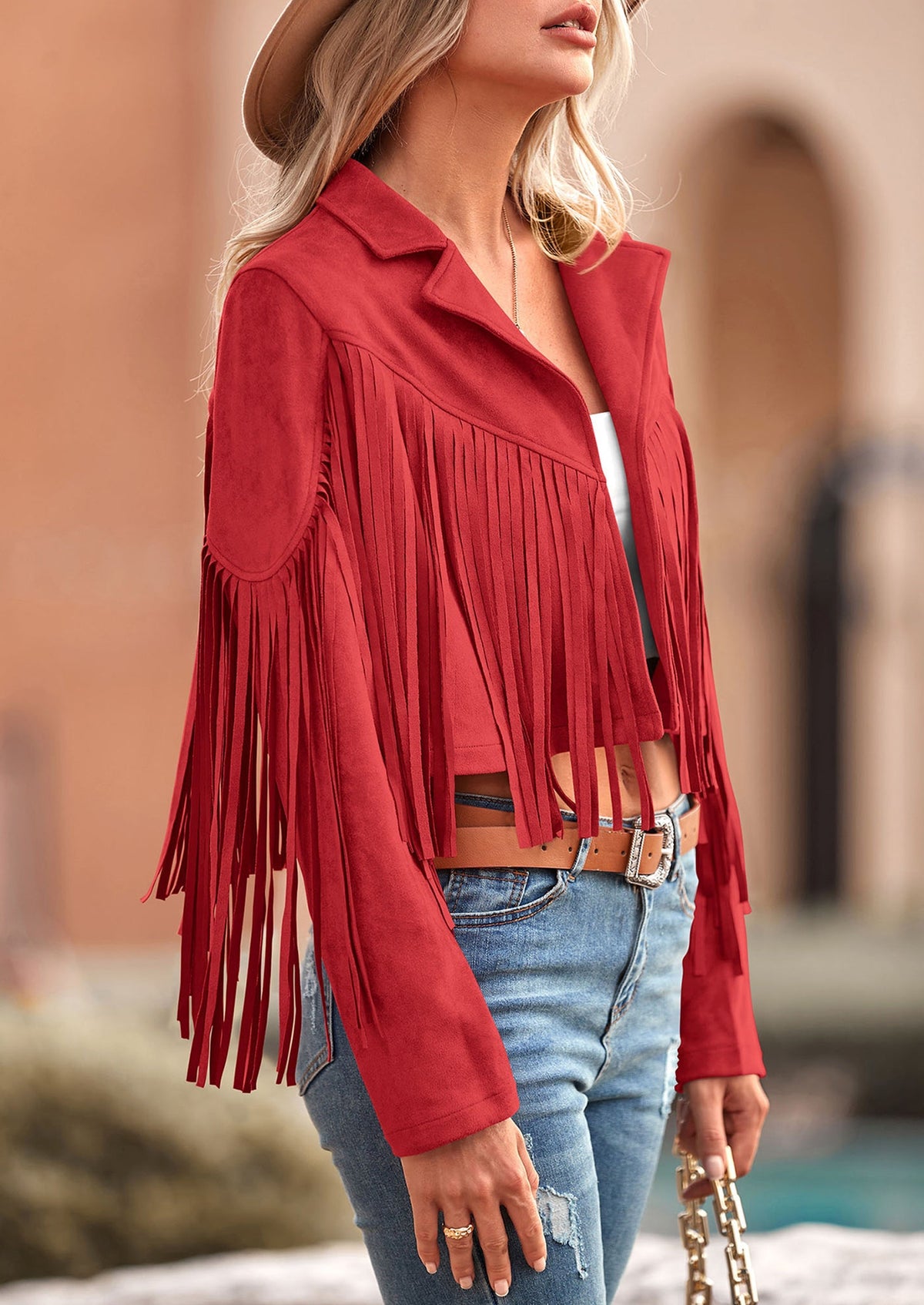 Chaqueta motera de gamuza